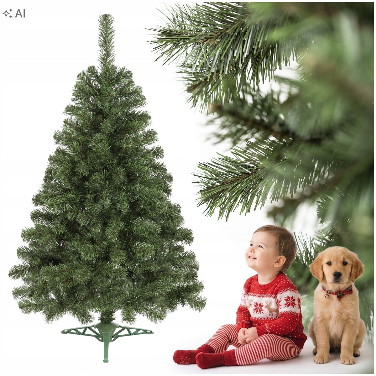 CHRISTMAS TREE ARTIFICIAL FIR GREEN DENSE 150cm STAND SPRUCE PINE LIVE FREEBIE