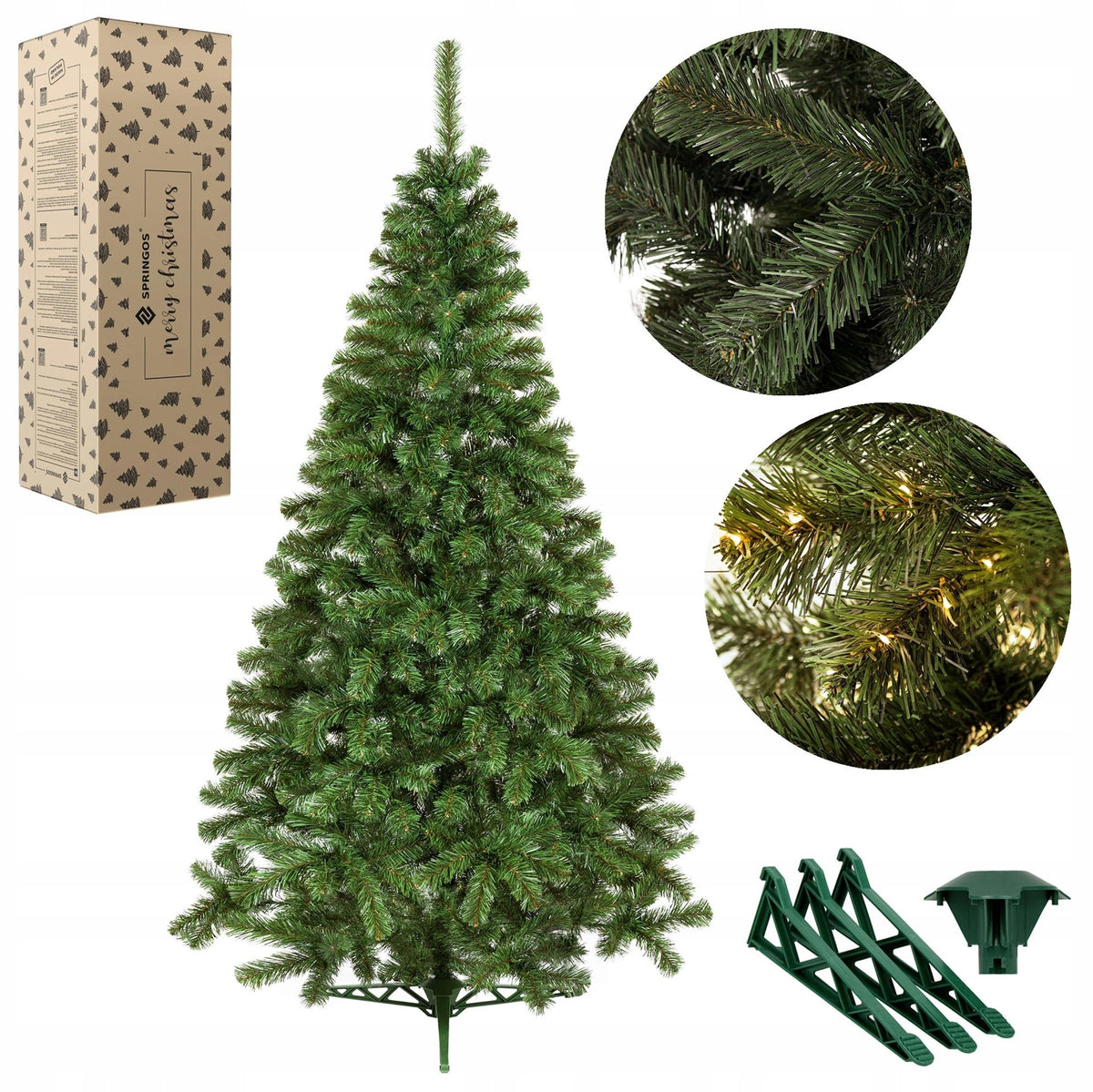 CHRISTMAS TREE ARTIFICIAL FIR GREEN DENSE 220cm STAND SPRUCE LIKE ALIVE + FREEBIE Manufacturer code CT0056