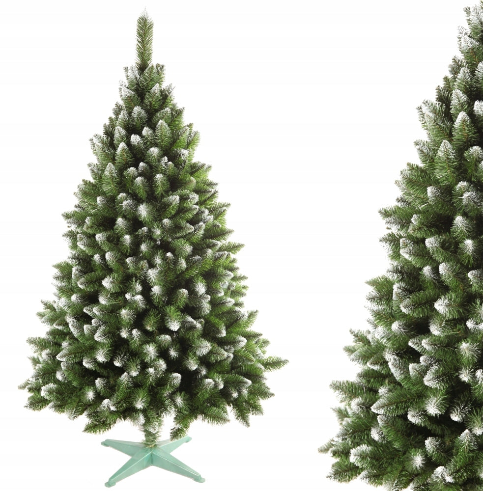 CHRISTMAS TREE ARTIFICIAL FIR GREEN WITH WHITE ENDS 220 cm DENSE + STAND Packaging status original