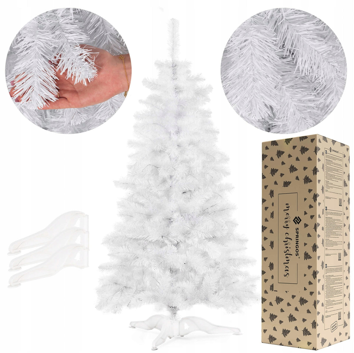 CHRISTMAS TREE ARTIFICIAL FIR WHITE DENSE 180 cm STAND SPRUCE PINE LIVE + FREEBIE