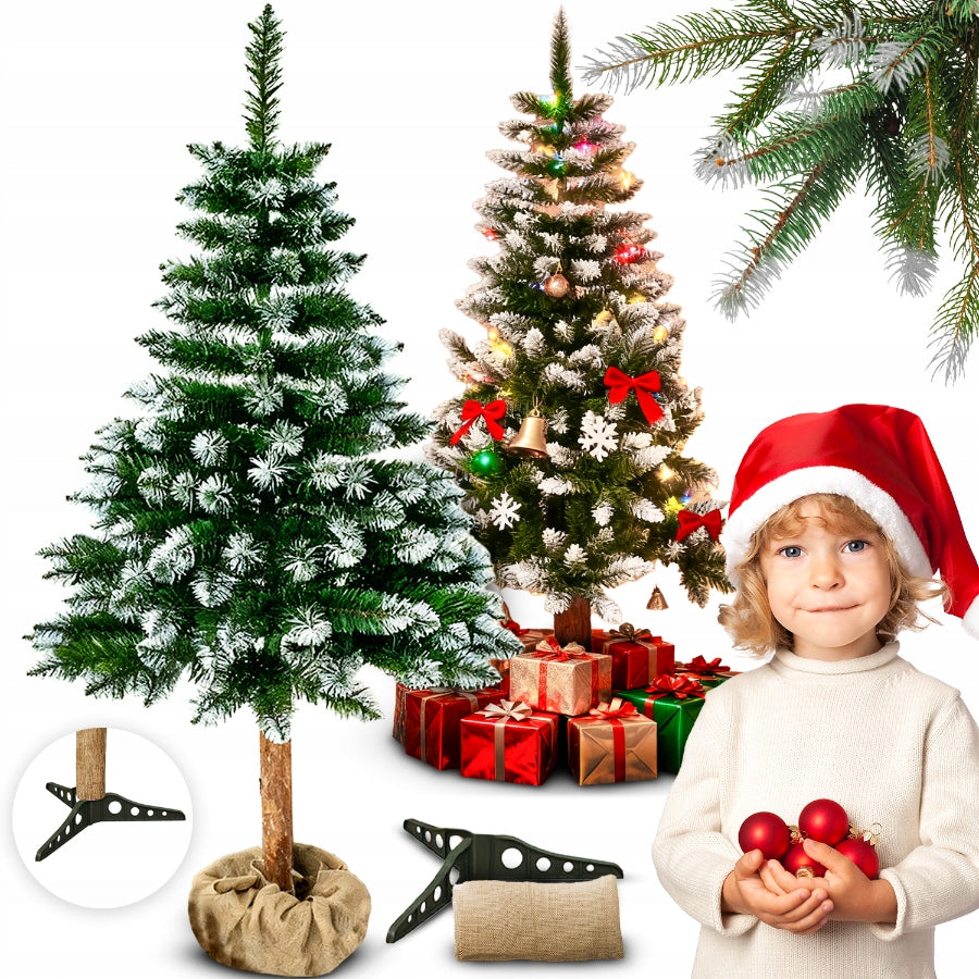 CHRISTMAS TREE ARTIFICIAL PINE ON DIAMOND TRUNK SNOW-COVERED 180 CM LIKE A LIVING THICK