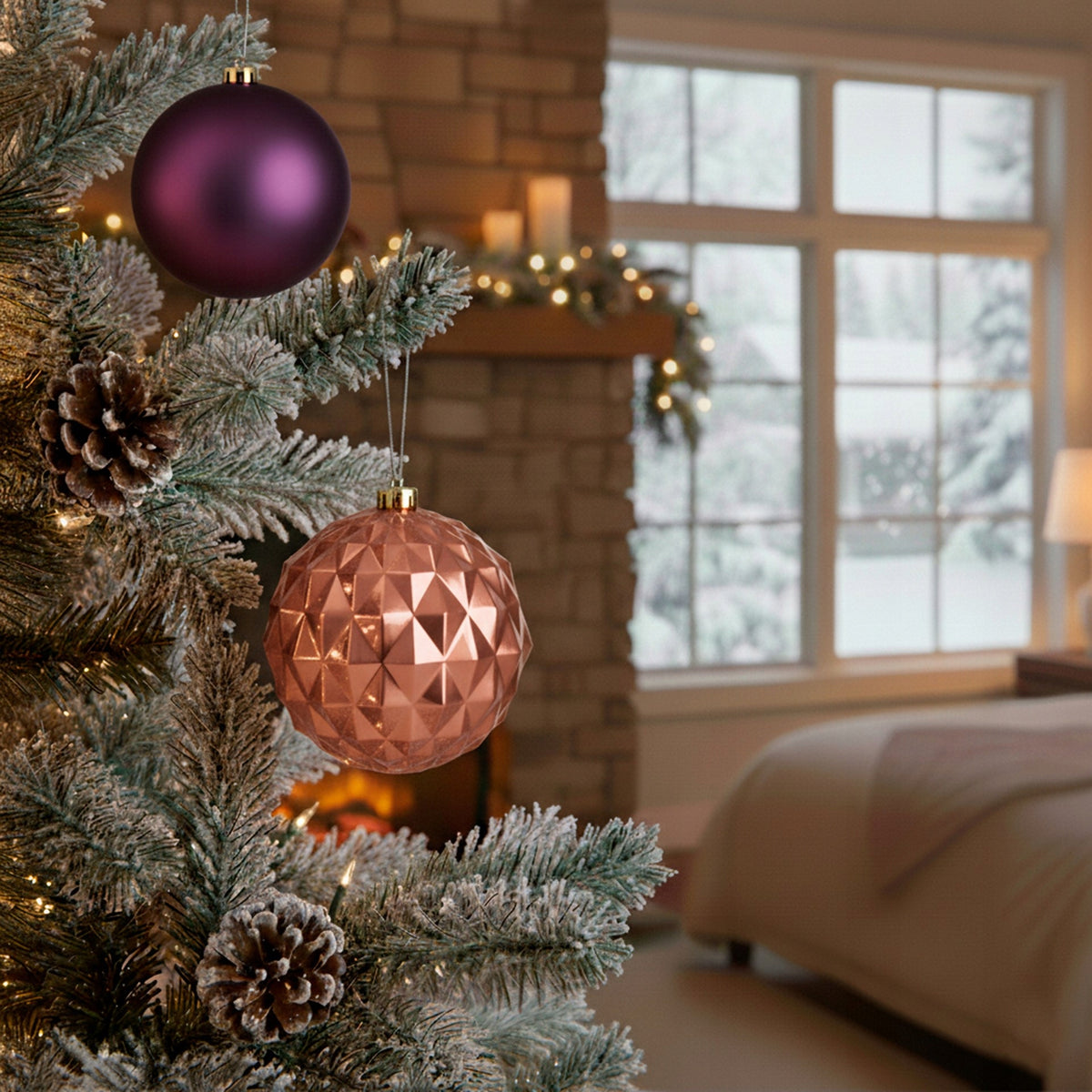 CHRISTMAS TREE BAUBLES 15cm UNBREAKABLE BAUBLE 6x PURPLE LARGE CHRISTMAS TREE CHRISTMAS Packaging status original