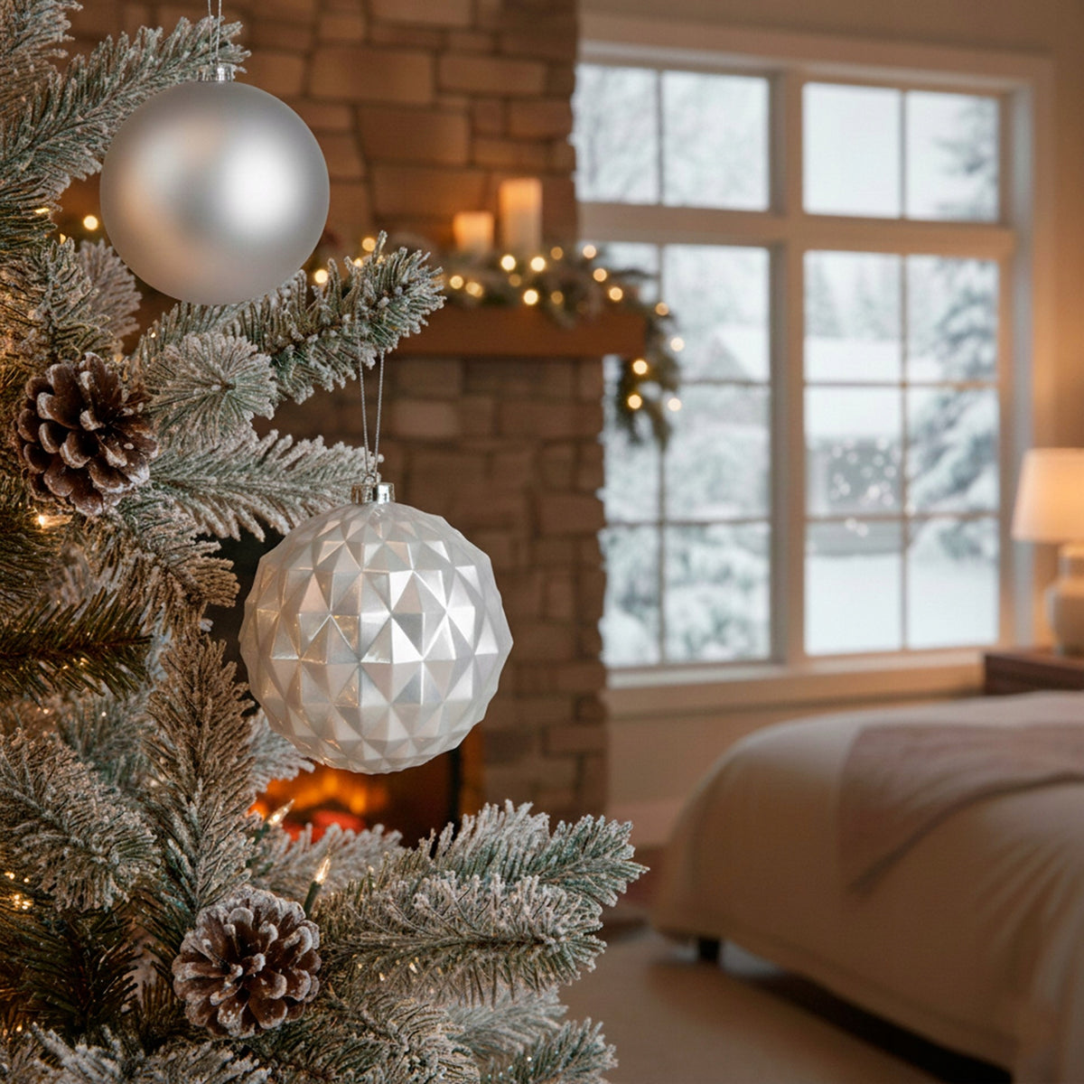 CHRISTMAS TREE BAUBLES 15cm UNBREAKABLE BAUBLE 6x SILVER LARGE CHRISTMAS TREE CHRISTMAS Brand Springos