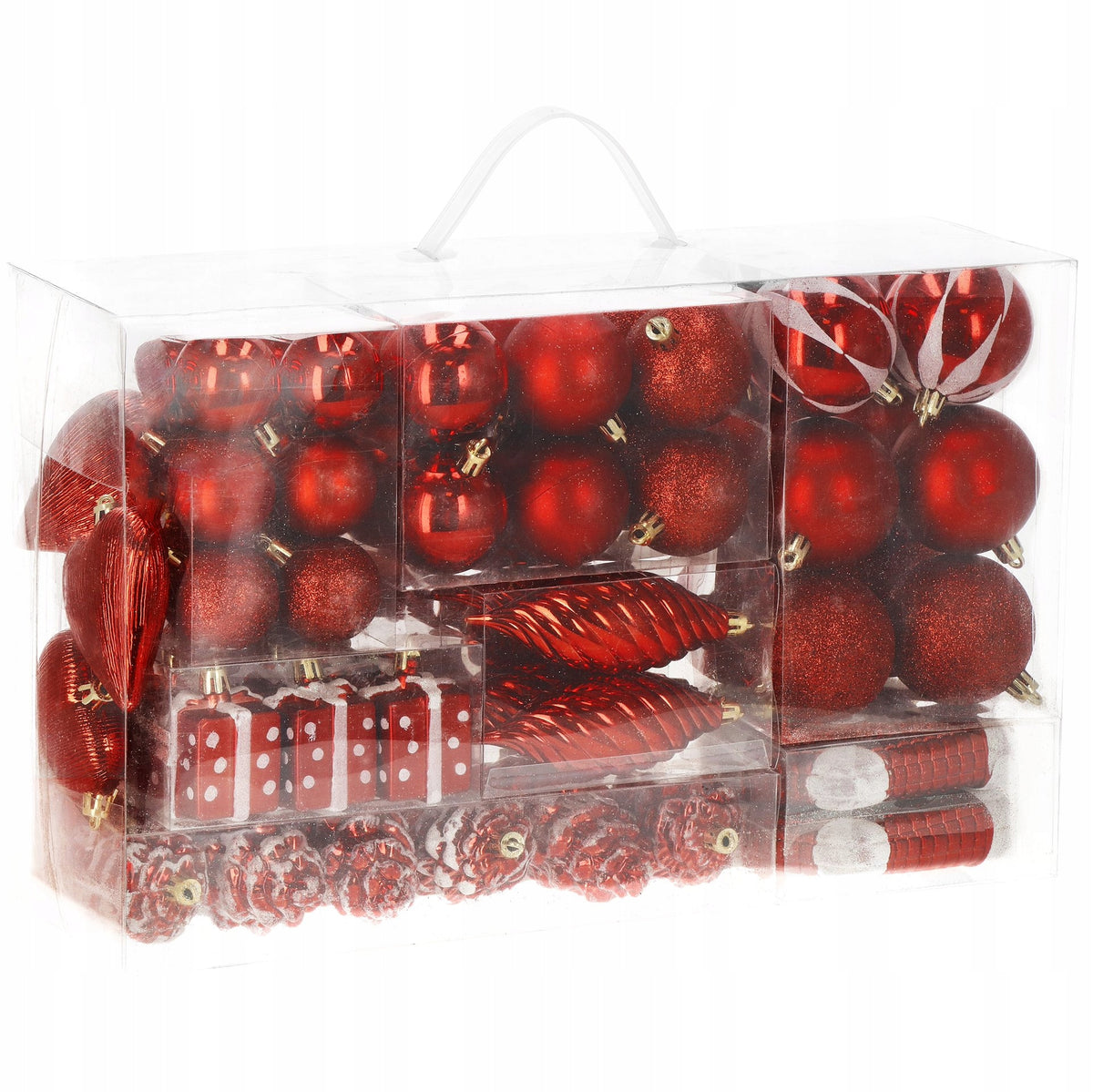 CHRISTMAS TREE BAUBLES 72PCS CHRISTMAS TREE SET UNBREAKABLE RED CHRISTMAS ORNAMENTS