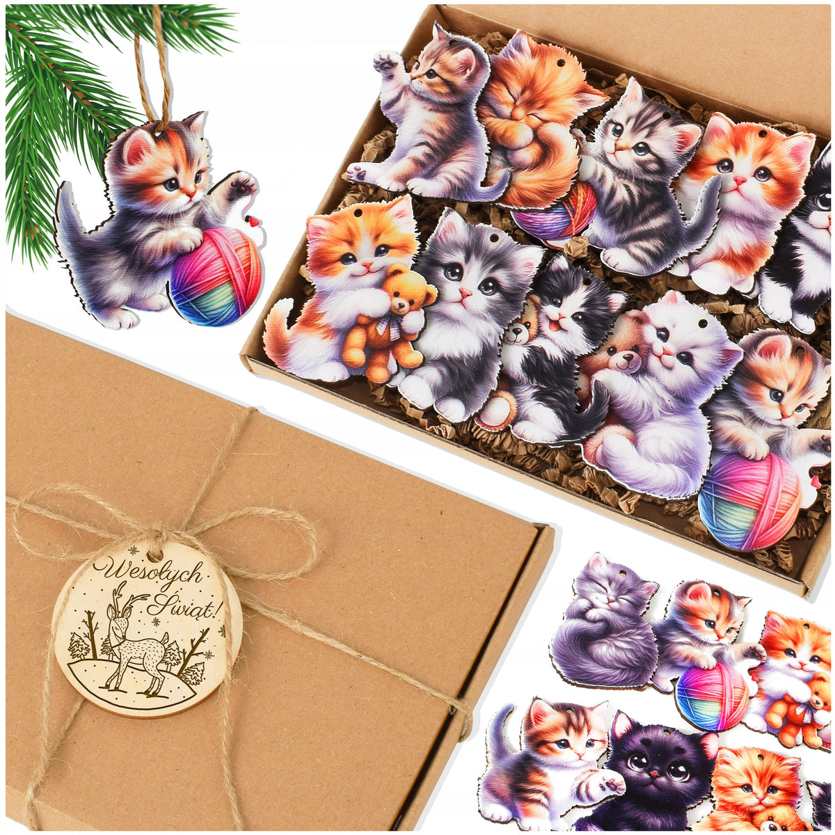CHRISTMAS TREE BAUBLES CATS GIFT GIRLFRIEND WIFE HOLY DECORATION KITTY