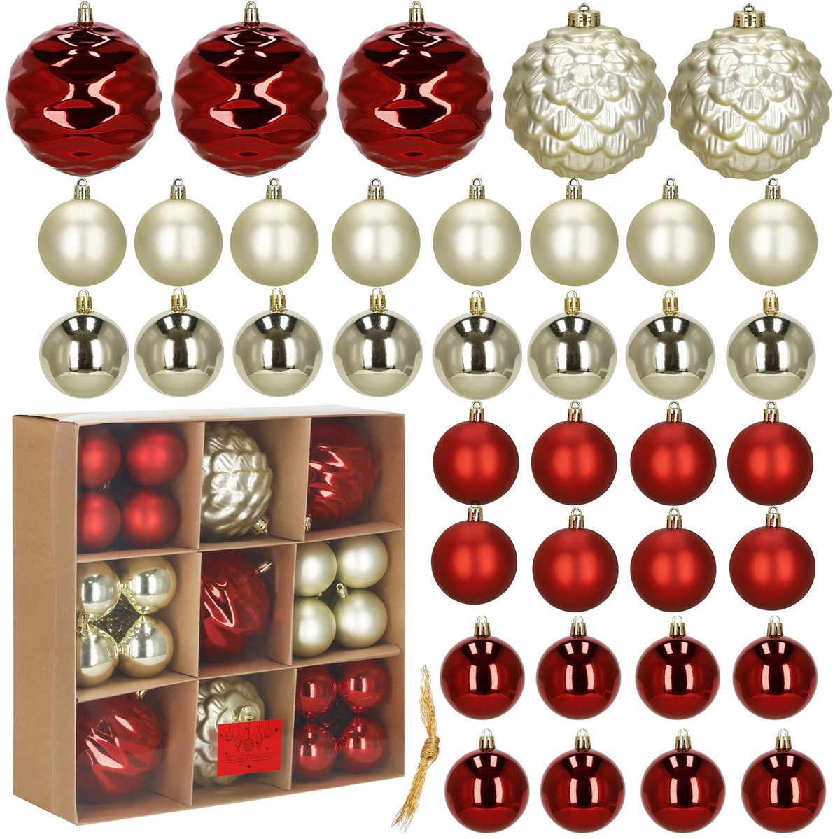 CHRISTMAS TREE BAUBLES CHRISTMAS TREE BAUBLE 37PCS SET UNBREAKABLE PENDANT Packaging status original