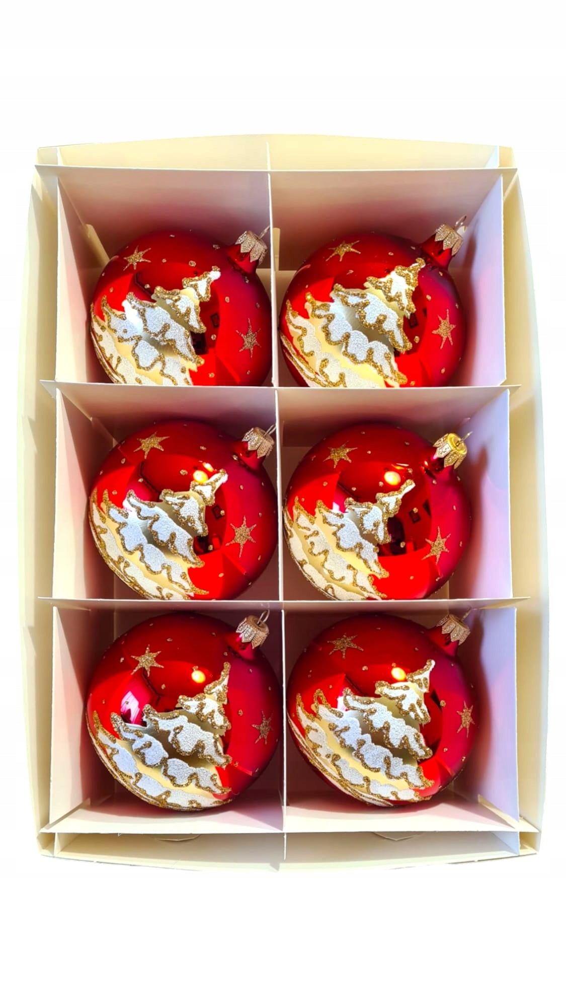 CHRISTMAS TREE BAUBLES GLASS DECORATED 10 cm. Manufacturer code B100/6/ZLCH