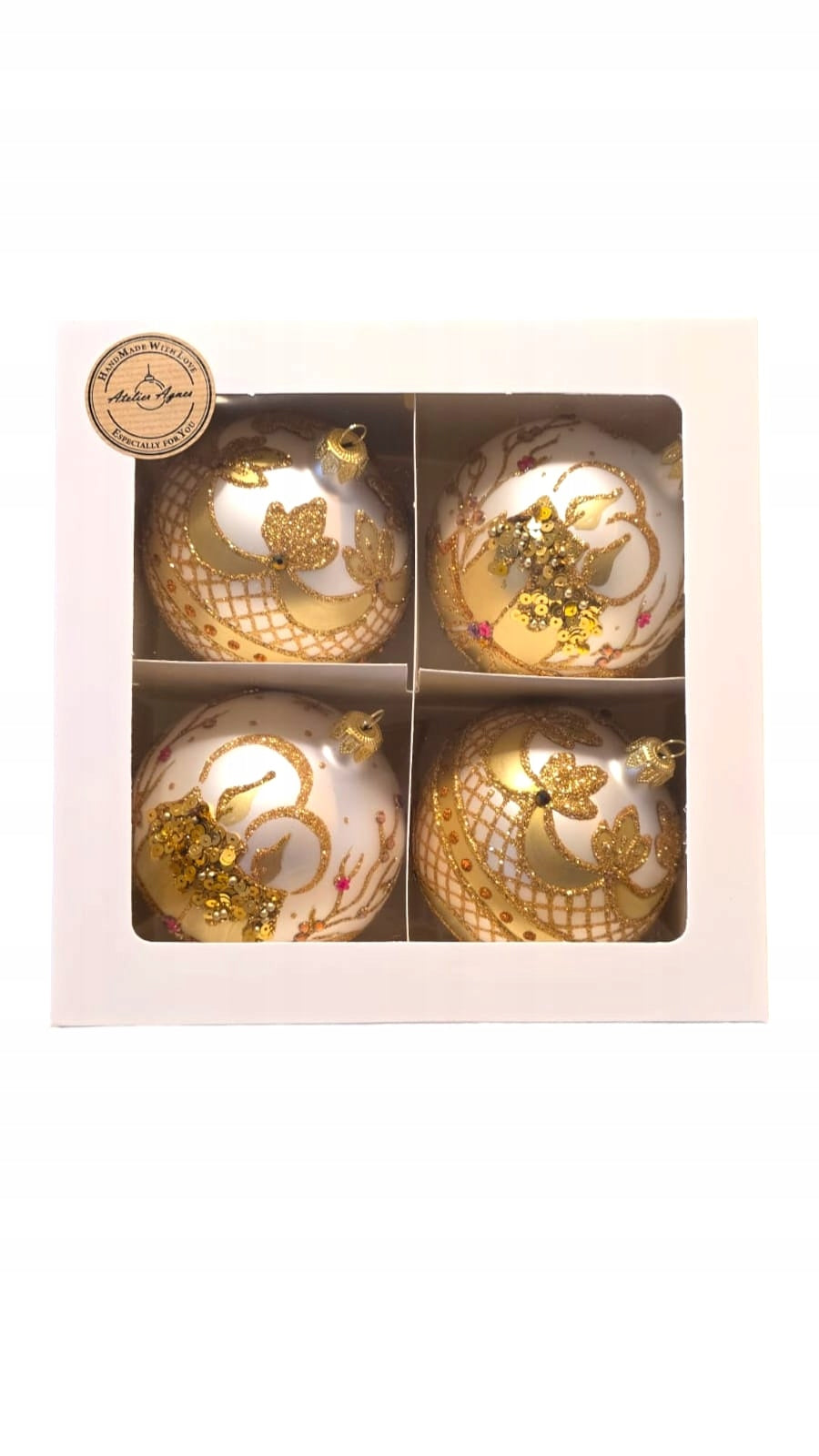 CHRISTMAS TREE BAUBLES GLASS HAND PAINTED 10 cm. Manufacturer code B100/6/BMZD