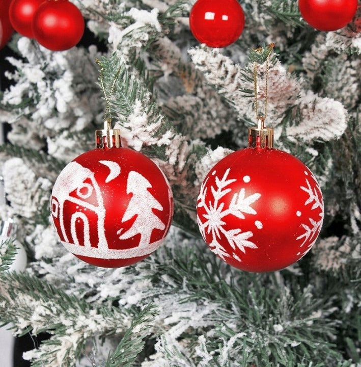 CHRISTMAS TREE BAUBLES MIX FOR CHRISTMAS TREE SET PATTERN RED XXL 44 pcs. Brand Hurtnet