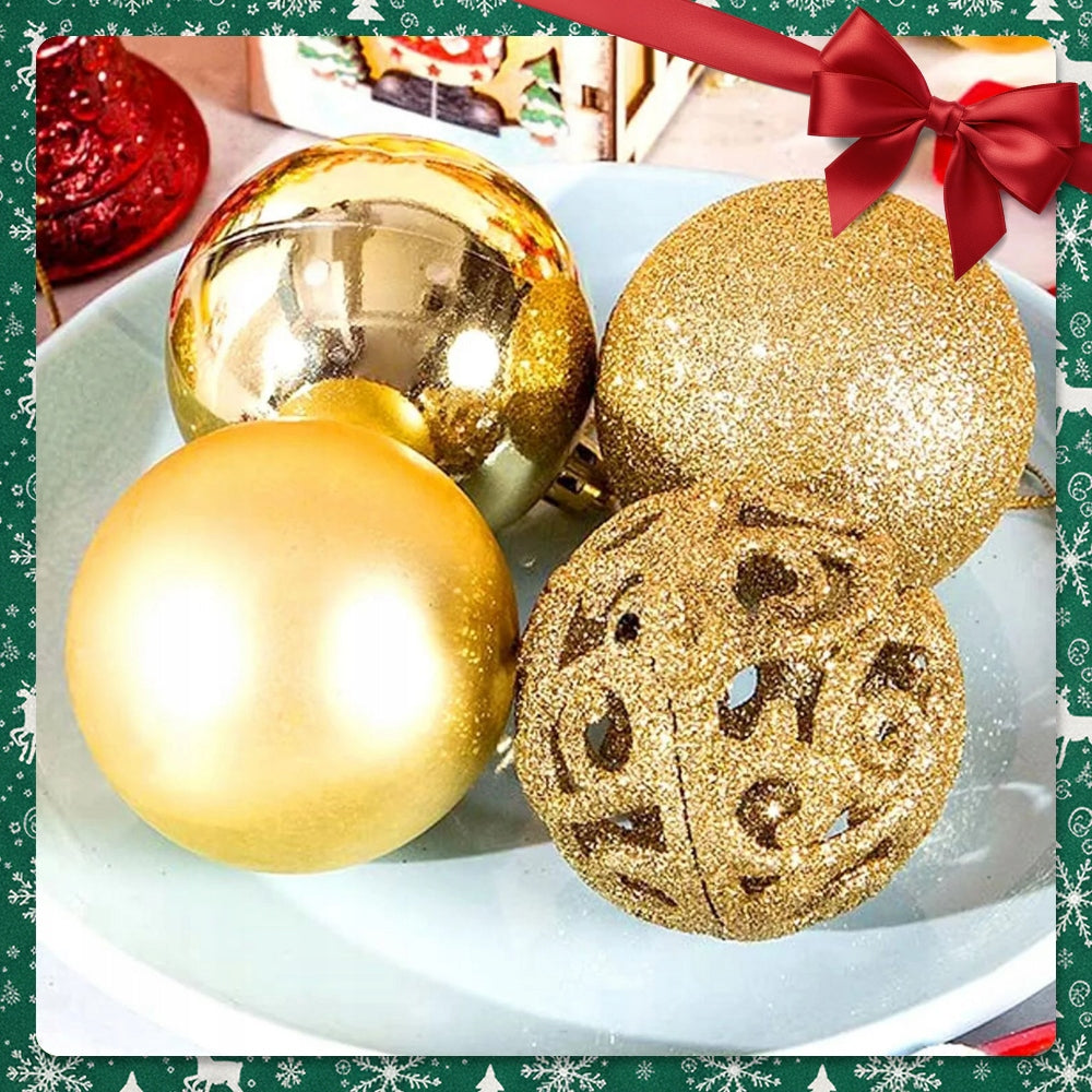 CHRISTMAS TREE BAUBLES SET XXL 101 PIECES GOLD CHRISTMAS DECORATIONS + STAR Manufacturer code ZAWIESZKI PLASTIKOWE NIETŁUKĄCE NA CHOINKĘ