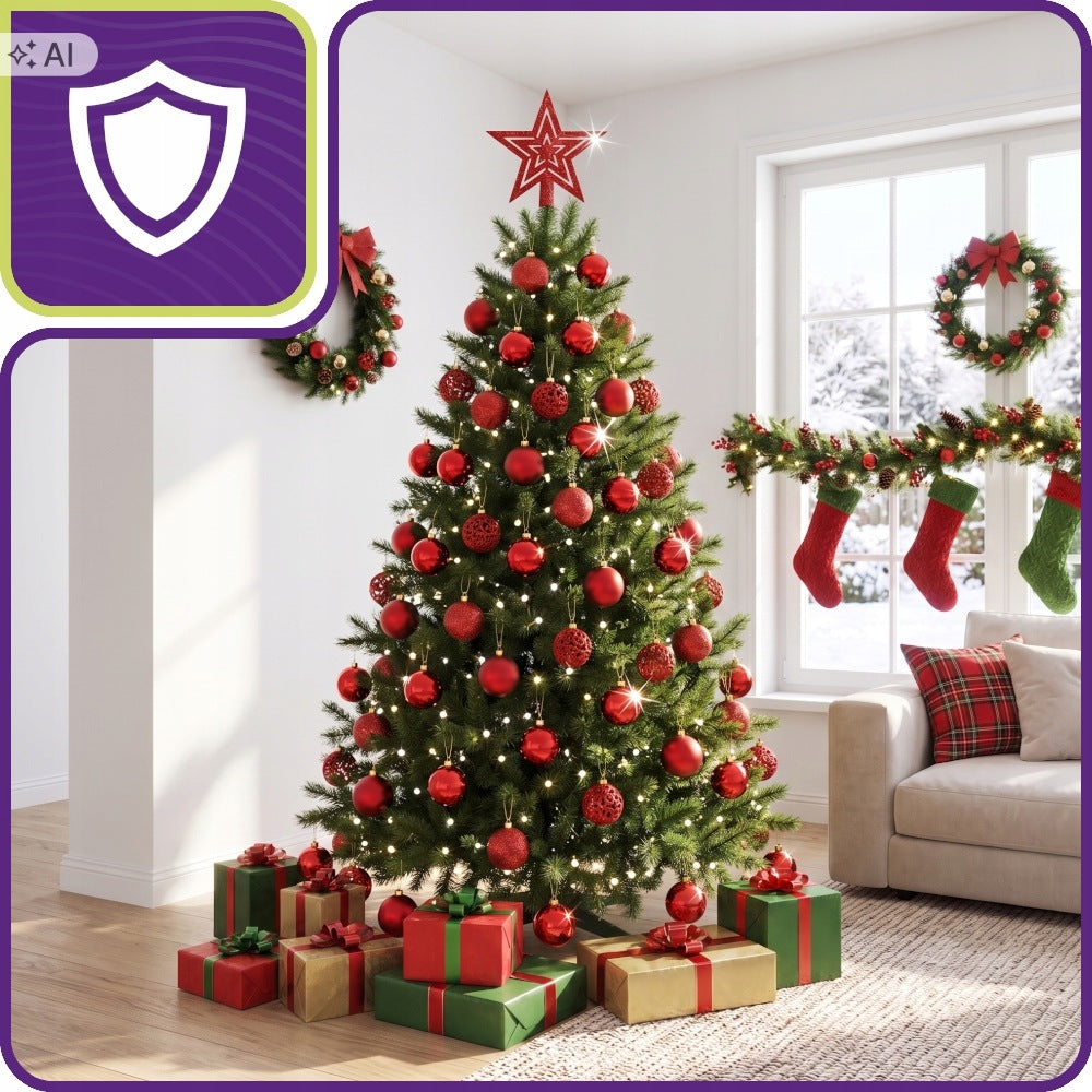 CHRISTMAS TREE BAUBLES SET XXL 101 PIECES RED BAUBLES WITH STAR FOR CHRISTMAS TREE Packaging status original