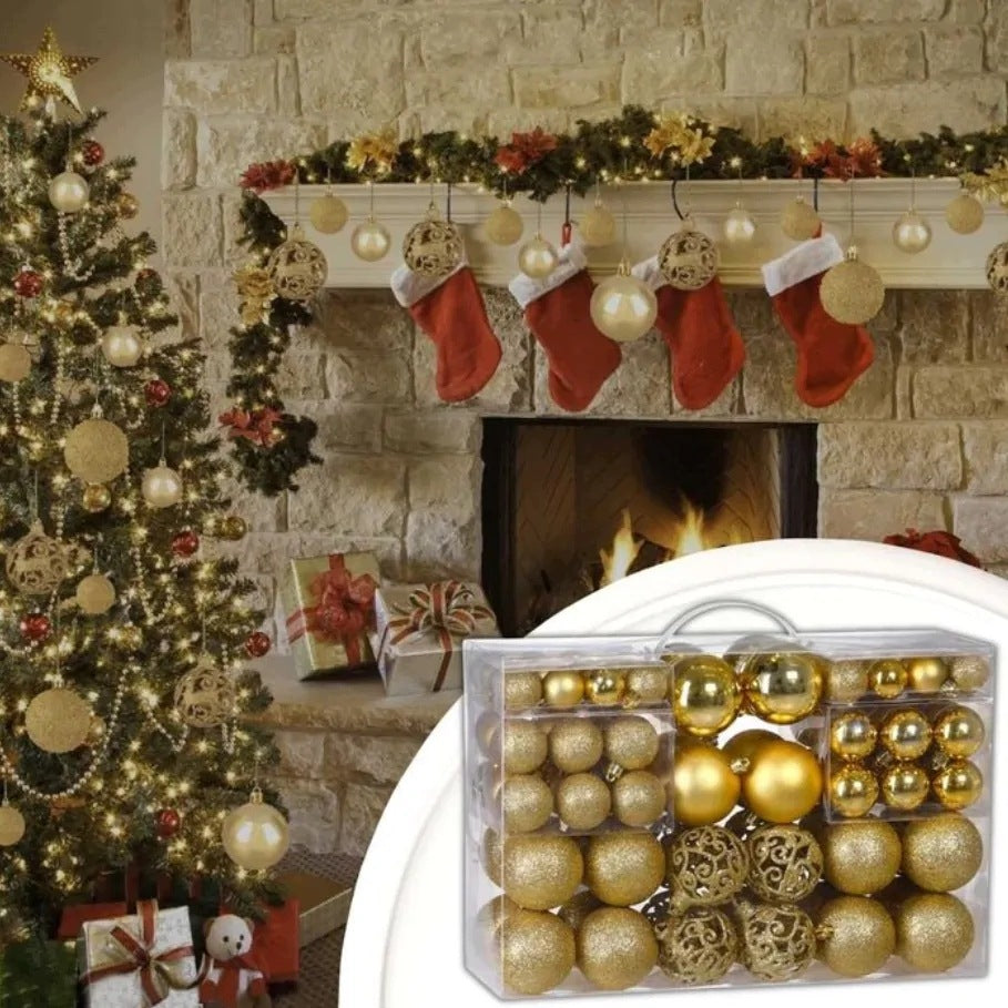 CHRISTMAS TREE BAUBLES SET XXL GOLD SET 100 pcs Packaging status original