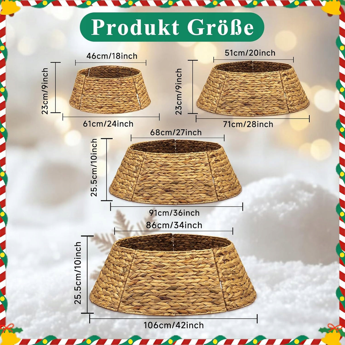 CHRISTMAS TREE COVER 91CM FOR STAND CHRISTMAS TREE BASKET FOLDING RATTAN PLASTIC Packaging status original