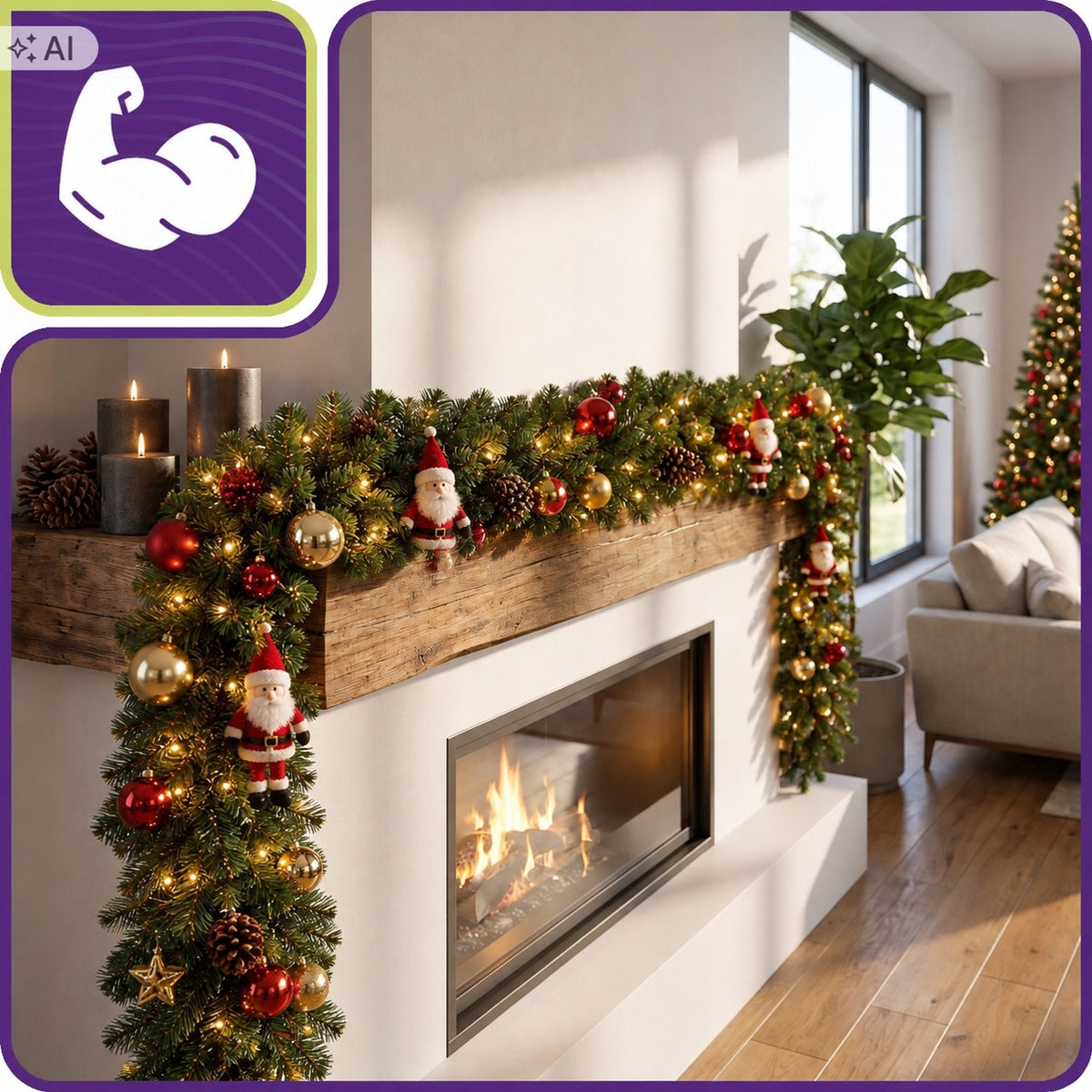 CHRISTMAS TREE GARLAND 280 cm SPRUCE CHAIN ARTIFICIAL DENSE PINE Manufacturer code choinka zielona zewnętrzna wewnętrzna ozdoba