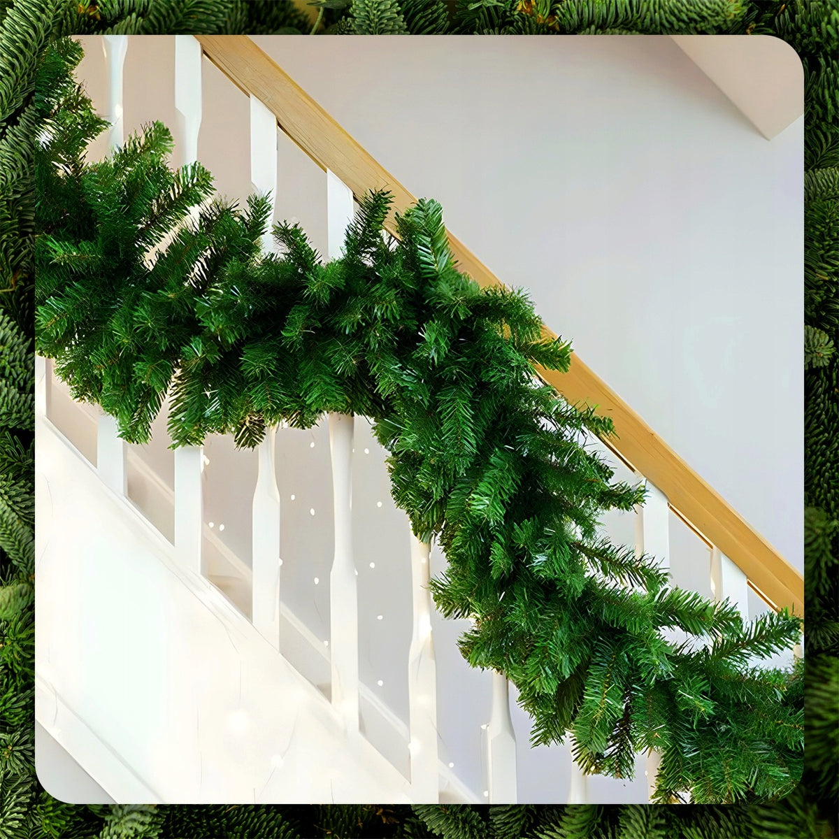 CHRISTMAS TREE GARLAND CHRISTMAS CHAIN 280 CM ARTIFICIAL GREEN DENSE +LAMPS Packaging status original
