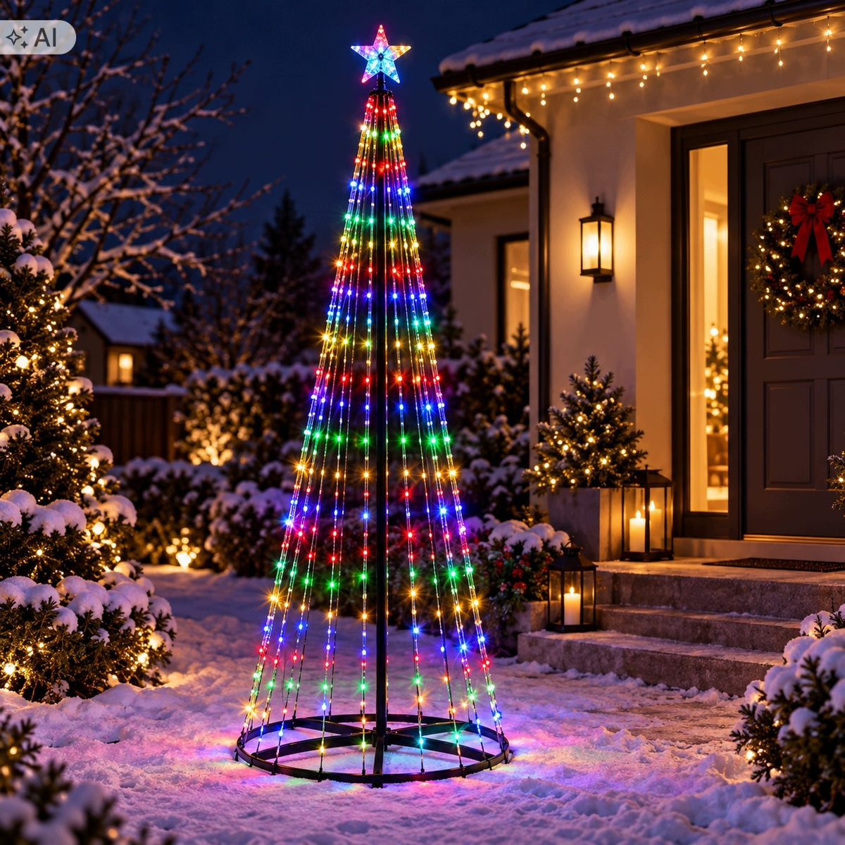 CHRISTMAS TREE GLOWING GARDEN HOME CHRISTMAS WITH STAR COLORFUL WHITE 230 cm Packaging status original
