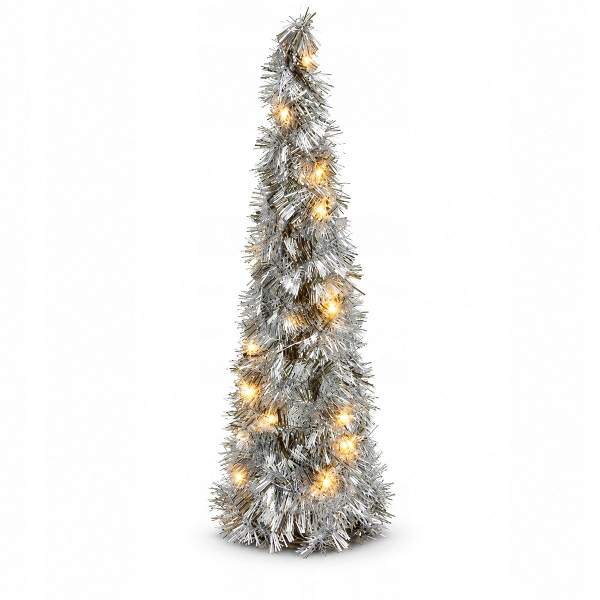CHRISTMAS TREE LED SILVER 42 CM GLOWING BATTERY DECORATION