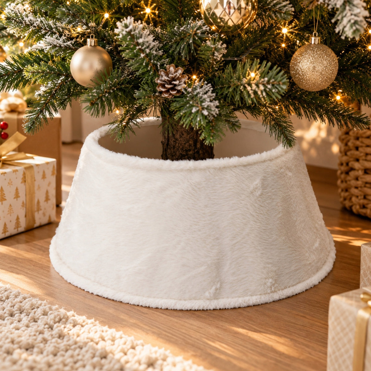 CHRISTMAS TREE MAT FUR WHITE 55X55 CM SLIT POLYESTER EVA Brand Koopman