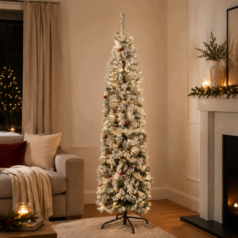 CHRISTMAS TREE SLIM SNOW-COVERED ARTIFICIAL NARROW CONICAL CHRISTMAS PREMIUM 150CM Packaging status original