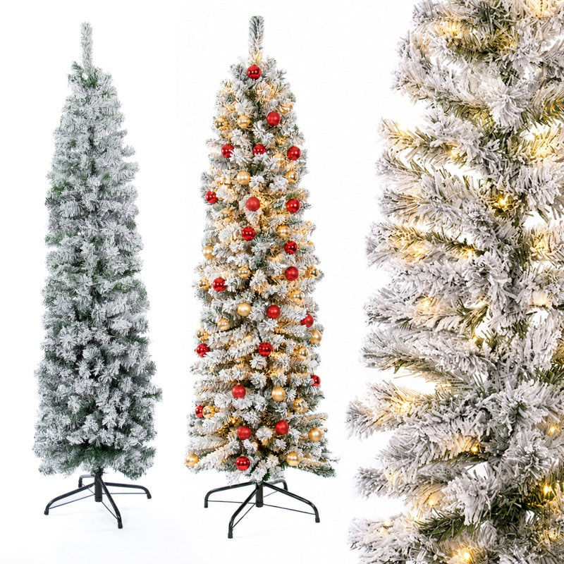 CHRISTMAS TREE SLIM SNOW-COVERED ARTIFICIAL NARROW CONICAL CHRISTMAS PREMIUM 150CM