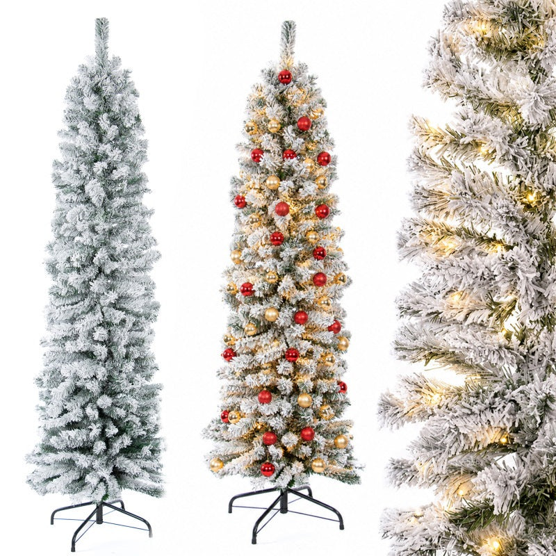 CHRISTMAS TREE SLIM SNOW-COVERED ARTIFICIAL NARROW CONICAL CHRISTMAS PREMIUM 180CM