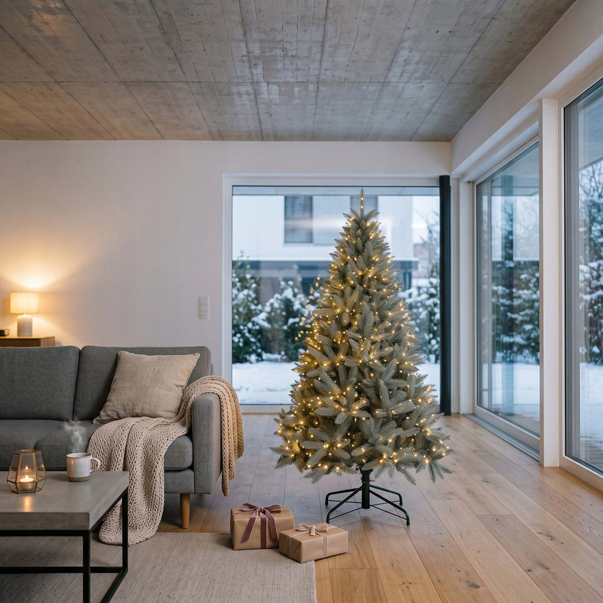 CHRISTMAS TREE SPRUCE CAUCASIAN SILVER DENSE ARTIFICIAL STAND 180cm LIKE LIVE FREEBIE Packaging status original