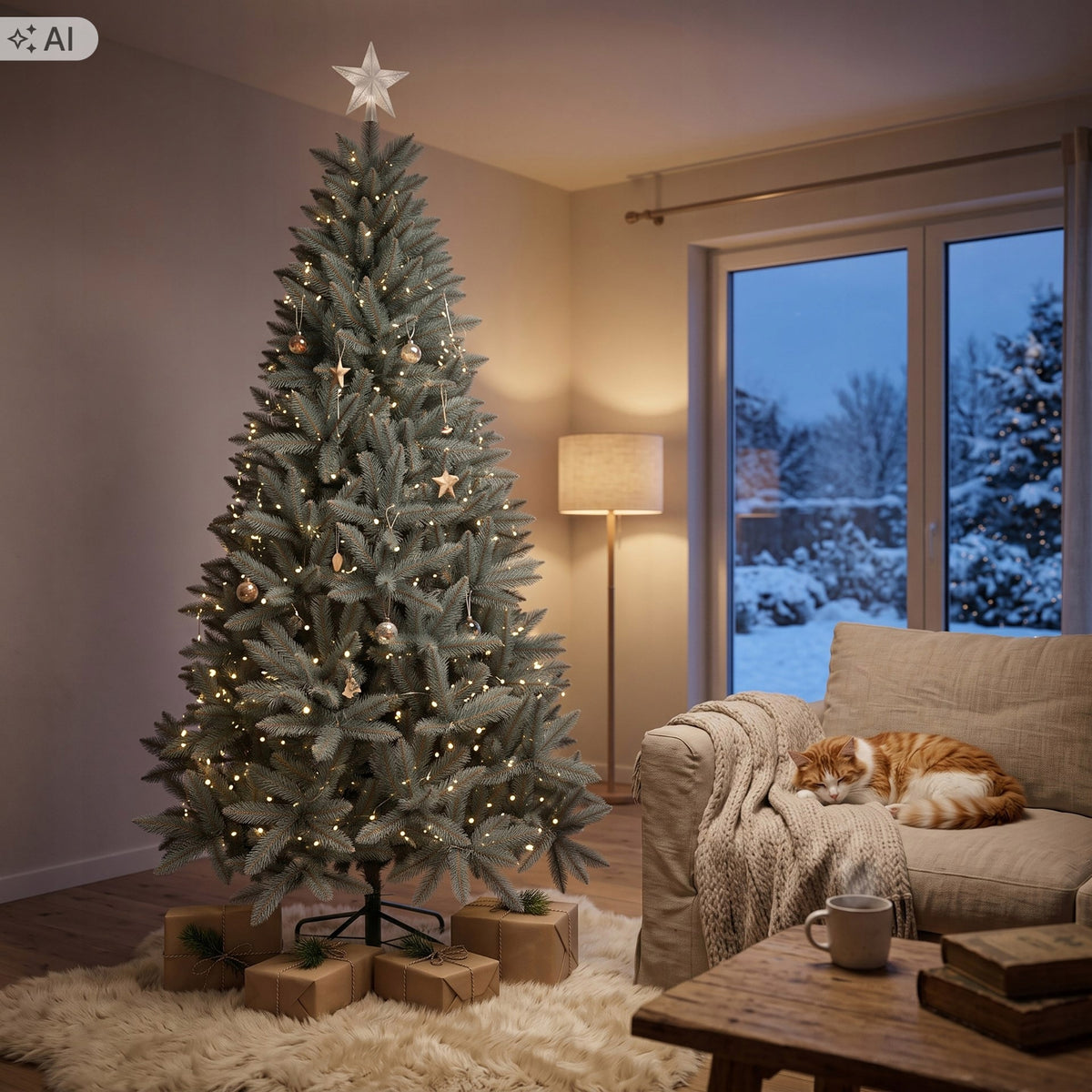 CHRISTMAS TREE SPRUCE CAUCASIAN SILVER DENSE ARTIFICIAL STAND 220cm LIKE LIVE FREEBIE Brand Springos