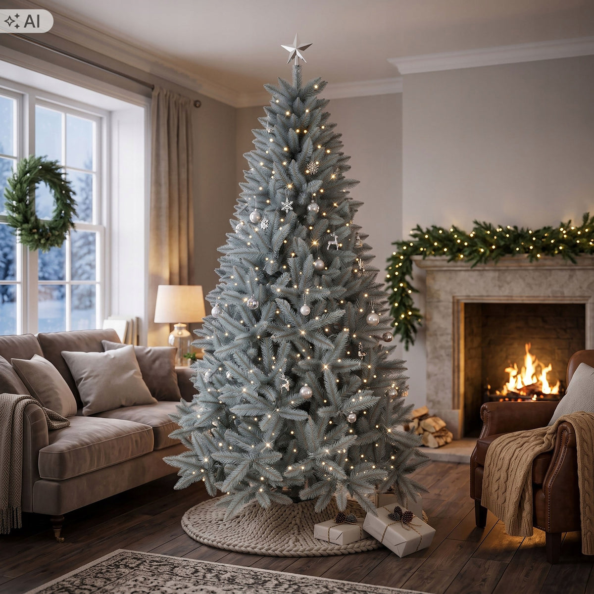 CHRISTMAS TREE SPRUCE CAUCASIAN SILVER DENSE ARTIFICIAL STAND 220cm LIKE LIVE FREEBIE Packaging status original