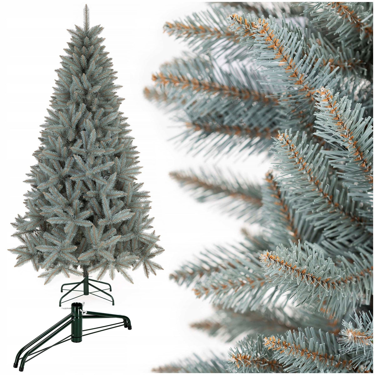 CHRISTMAS TREE SPRUCE CAUCASIAN SILVER DENSE ARTIFICIAL STAND 220cm LIKE LIVE FREEBIE