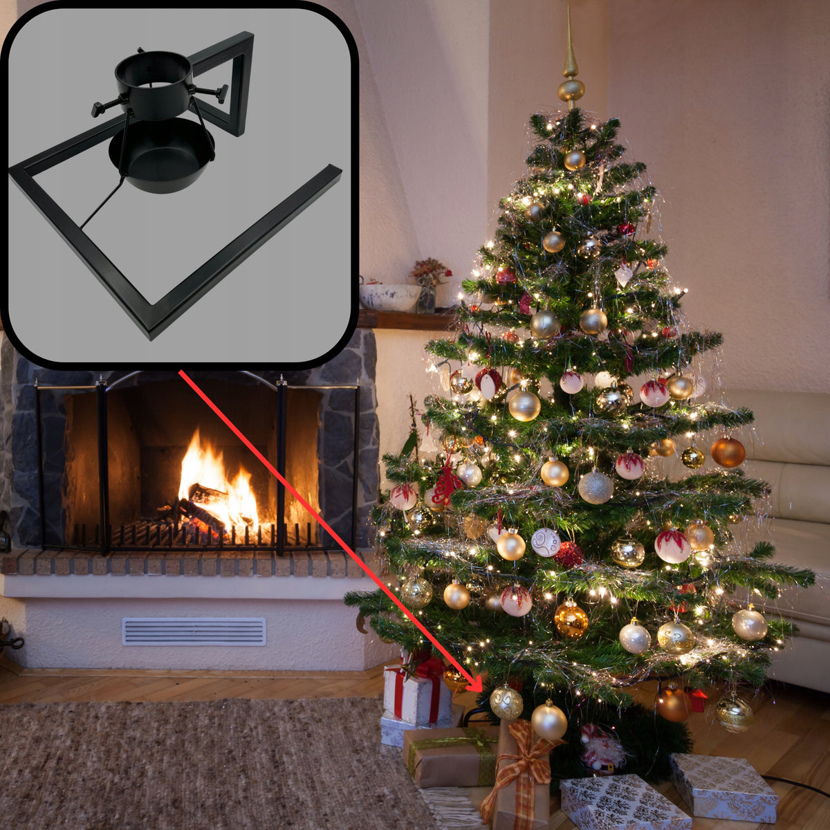 CHRISTMAS TREE STAND BLACK LARGE CHRISTMAS TREE STAND Manufacturer code stojak z profila duży