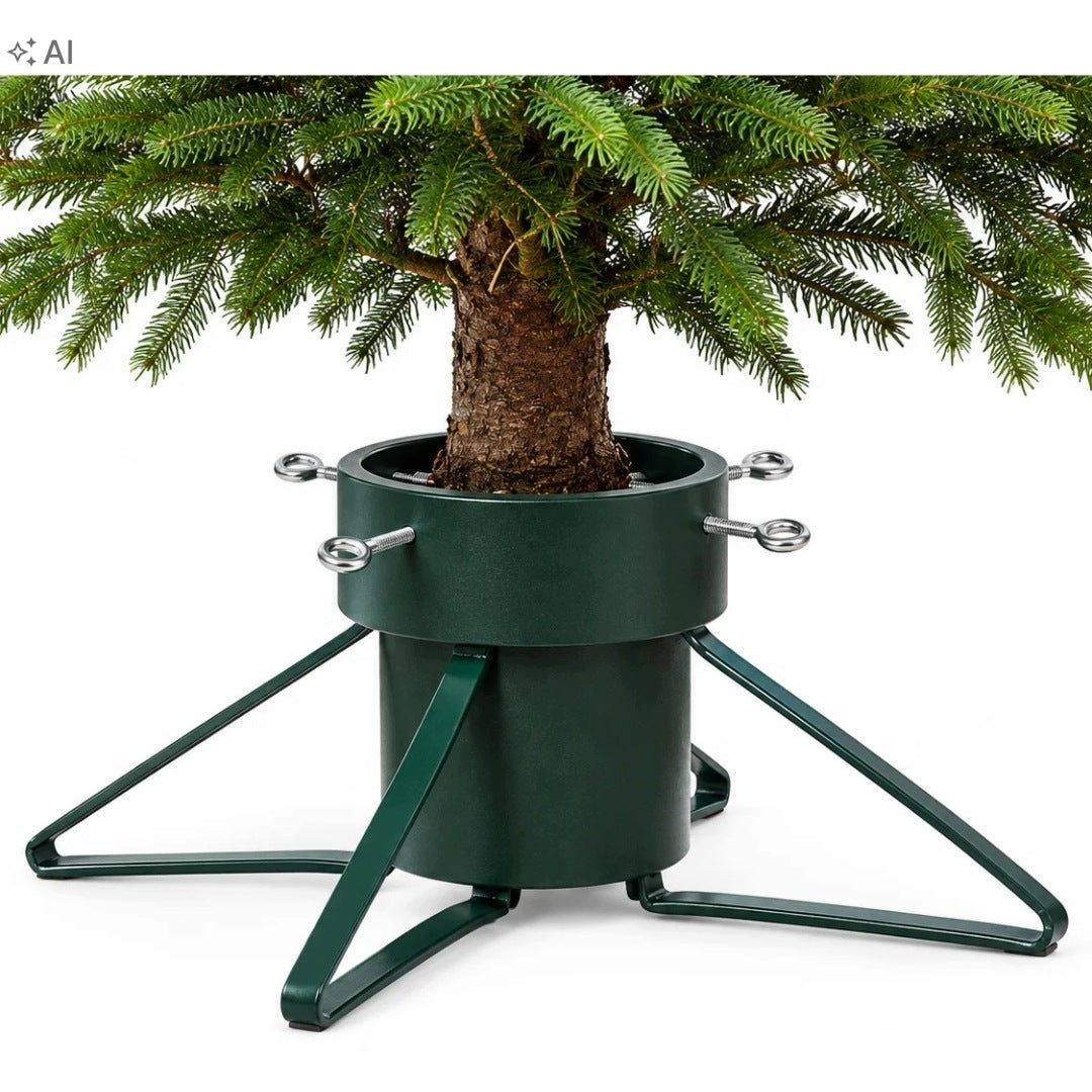 CHRISTMAS TREE STAND LIVE 210 CM METAL STABLE GREEN WATER CONTAINER