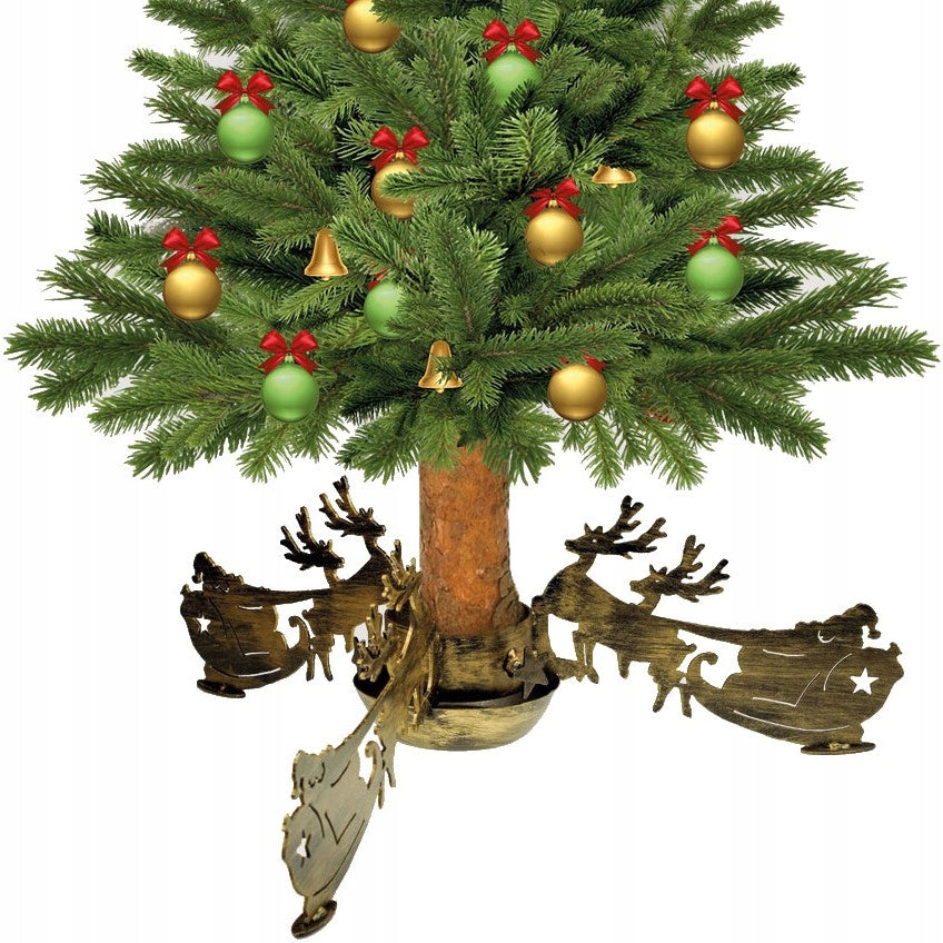 CHRISTMAS TREE STAND NICHOLAS SLEIGH FI 105 MM LARGE GOLD FORGED Polish