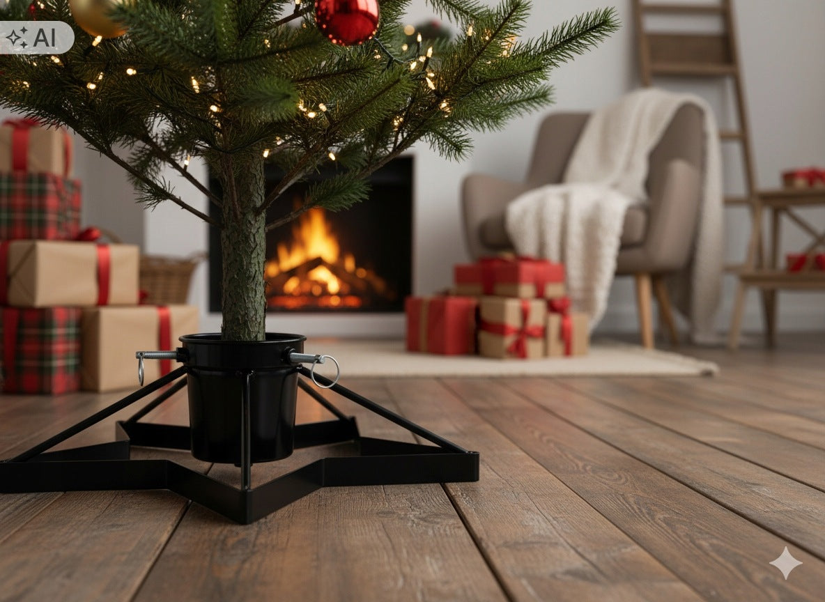 CHRISTMAS TREE STAND STAR 3,5-12 CM ADJUSTABLE AND WATER CONTAINER Manufacturer code FES7533