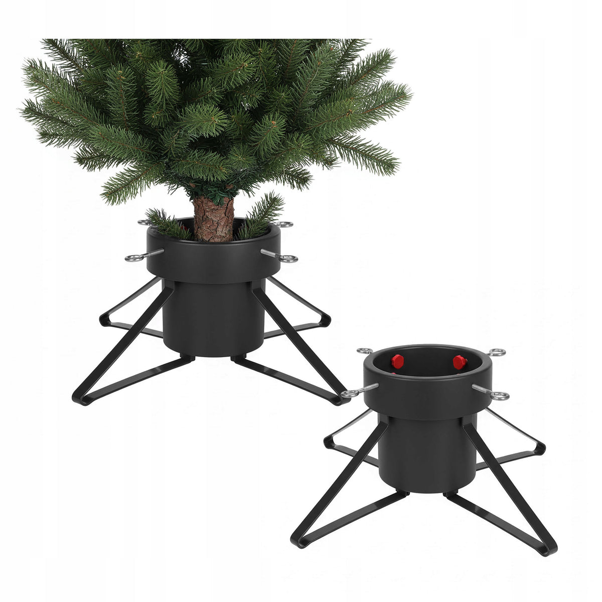 CHRISTMAS TREE STAND black metal 4 legs for water 1,8l to 2m fixing screws