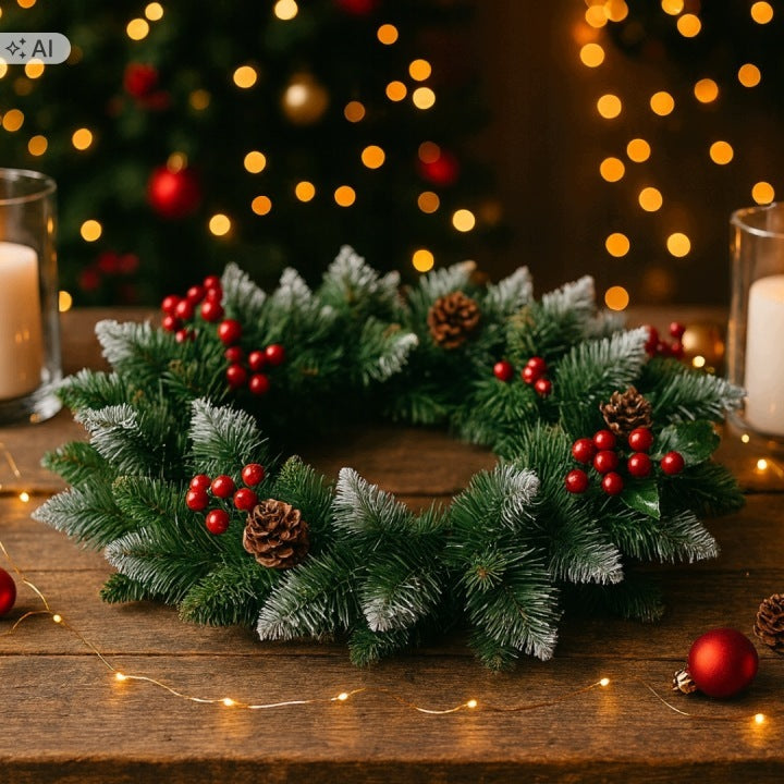 CHRISTMAS WREATH 65 CM THICK GREEN CHRISTMAS FOR DOOR AND HOME TABLE Manufacturer code WIENIEC zielony sztuczny