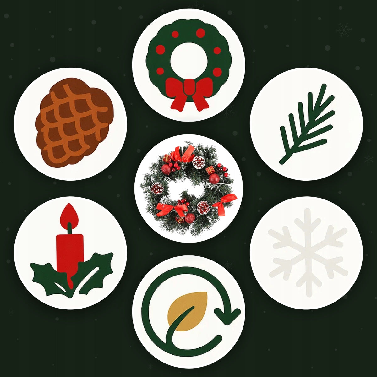 CHRISTMAS WREATH DECORATIVE DOOR DECORATION WREATH FOR CHRISTMAS 30CM Brand MEMFLOW