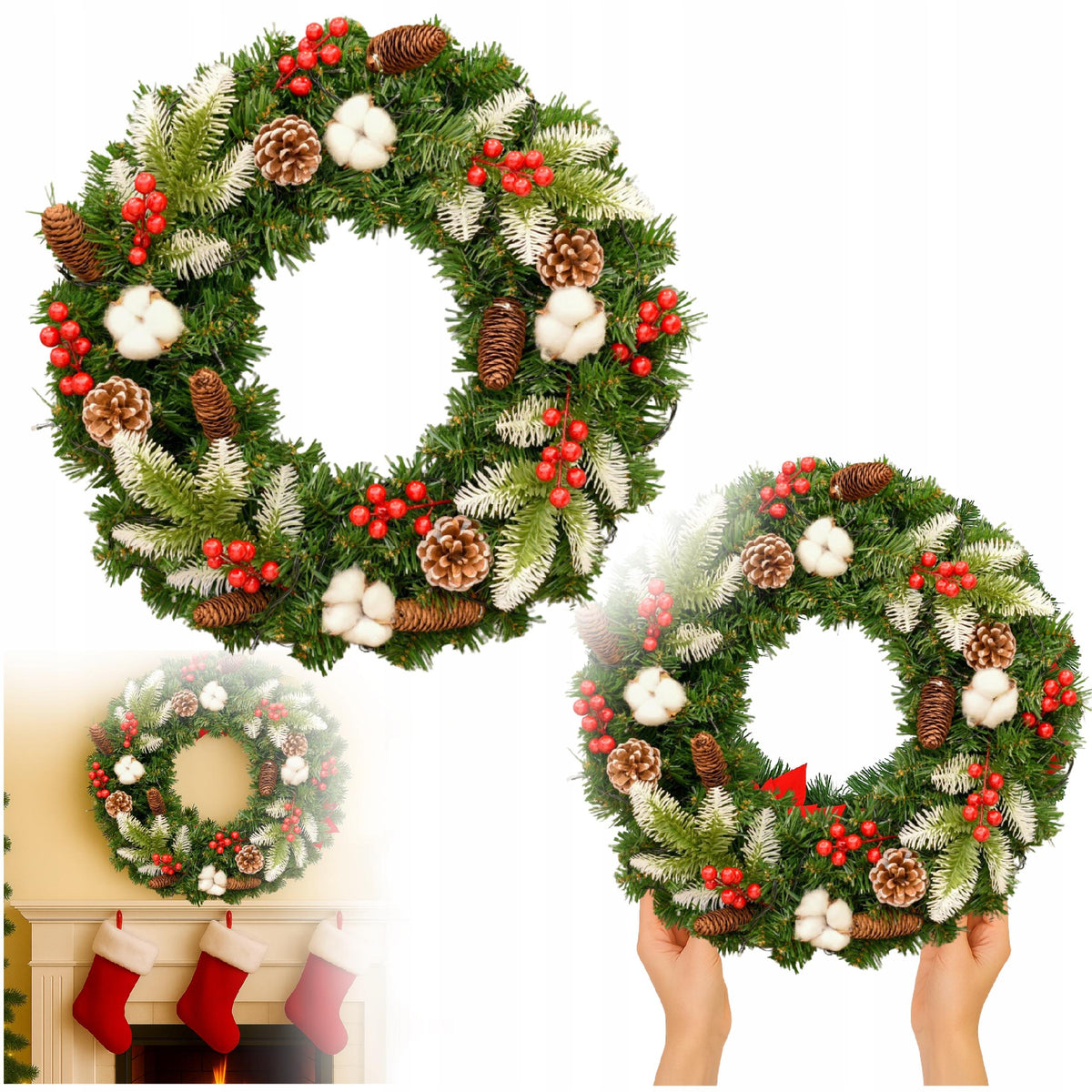 CHRISTMAS WREATH ELEGANT CHRISTMAS DECORATION COLORFUL WZ8 40CM