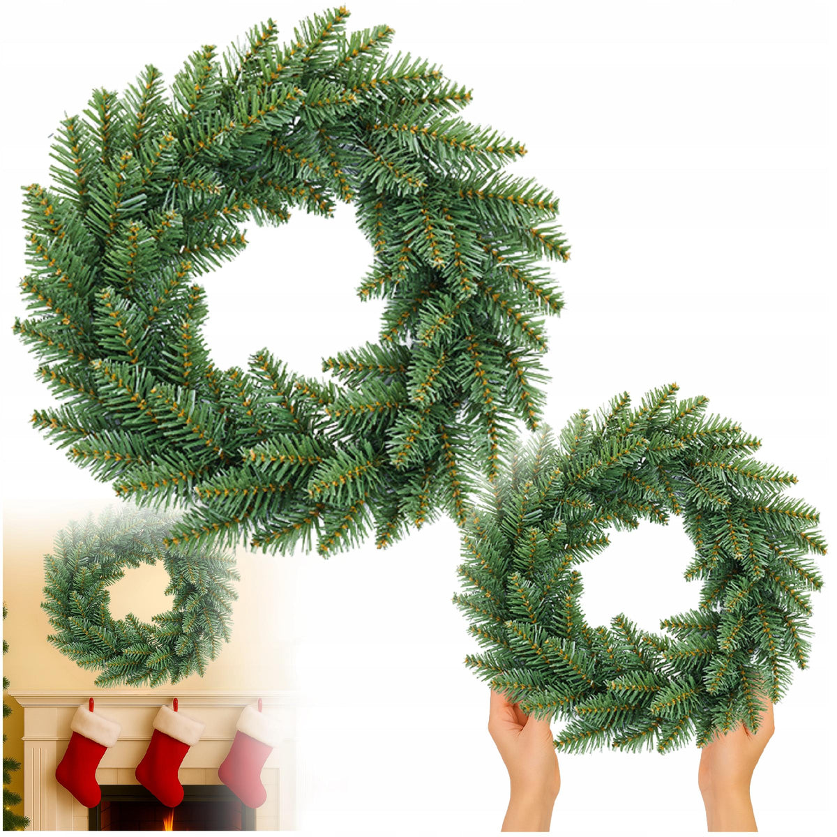 CHRISTMAS WREATH ELEGANT CHRISTMAS DECORATION GREEN WZ10 40CM