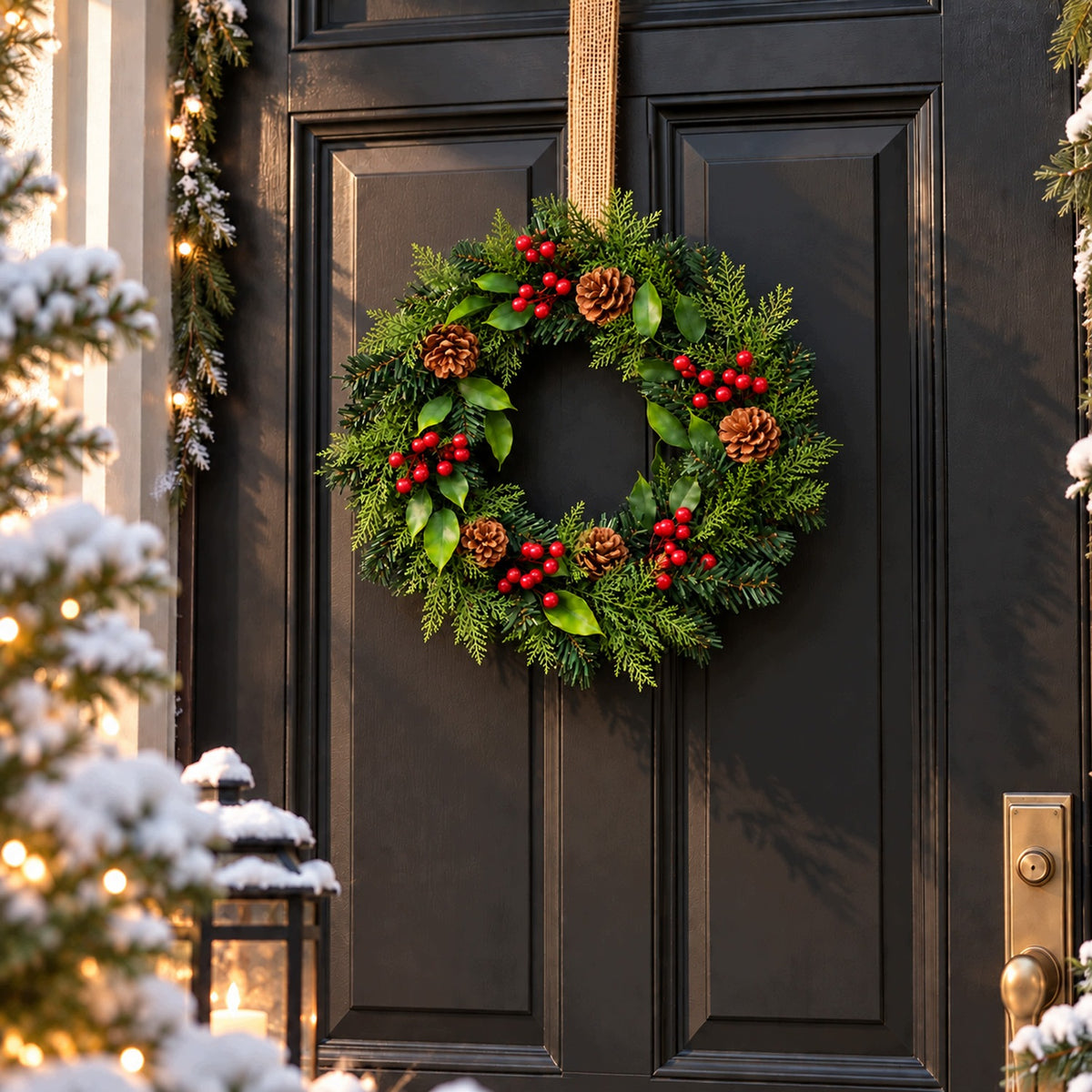 CHRISTMAS WREATH FOR DOOR REED DECORATION CHRISTMAS DECORATION 40CM Manufacturer code WIENIEC ŚWIĄTECZNY 40CM NA DRZWI MEMFLOW