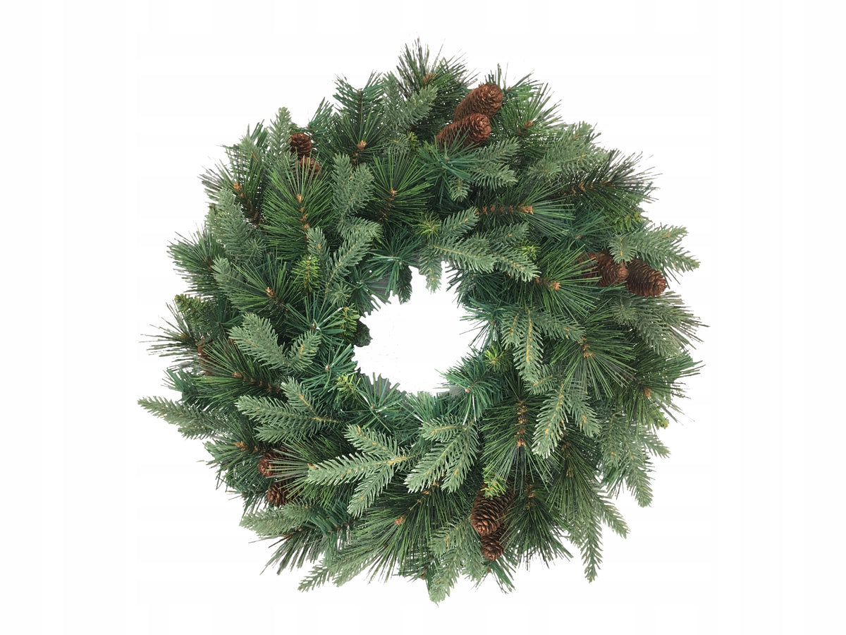 CHRISTMAS WREATH FOR DOORS DENSE GREEN WITH CONES 60 CM Manufacturer code WR10-001-Cone-60-PCS