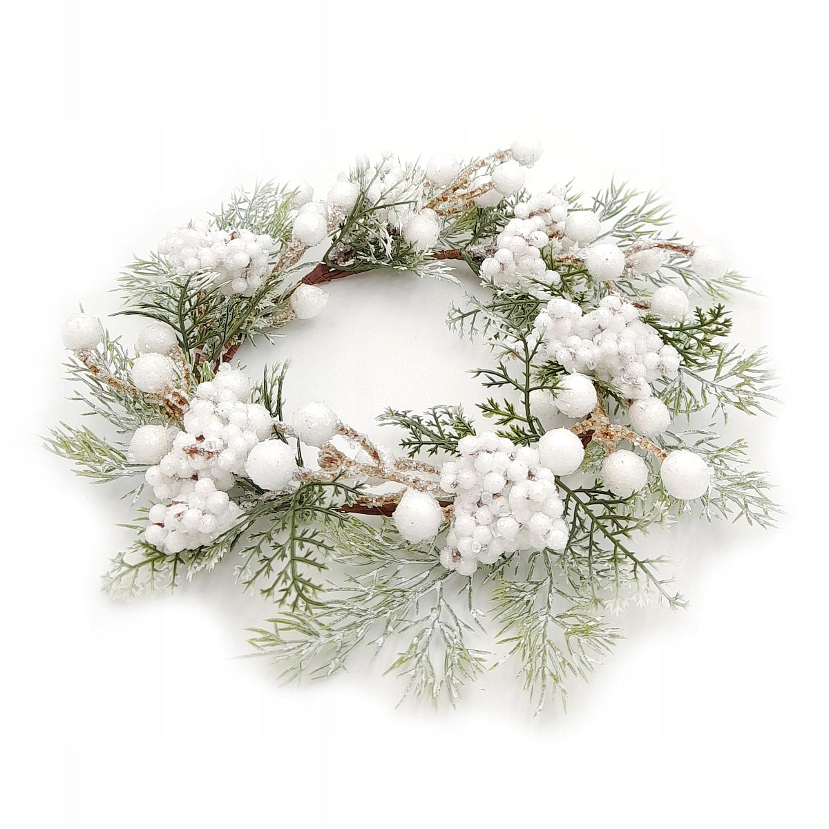 CHRISTMAS WREATH SNOW-COVERED WHITE WINTER WREATH 30 cm Manufacturer code wieniec adwentowy z ozdobami 30cm
