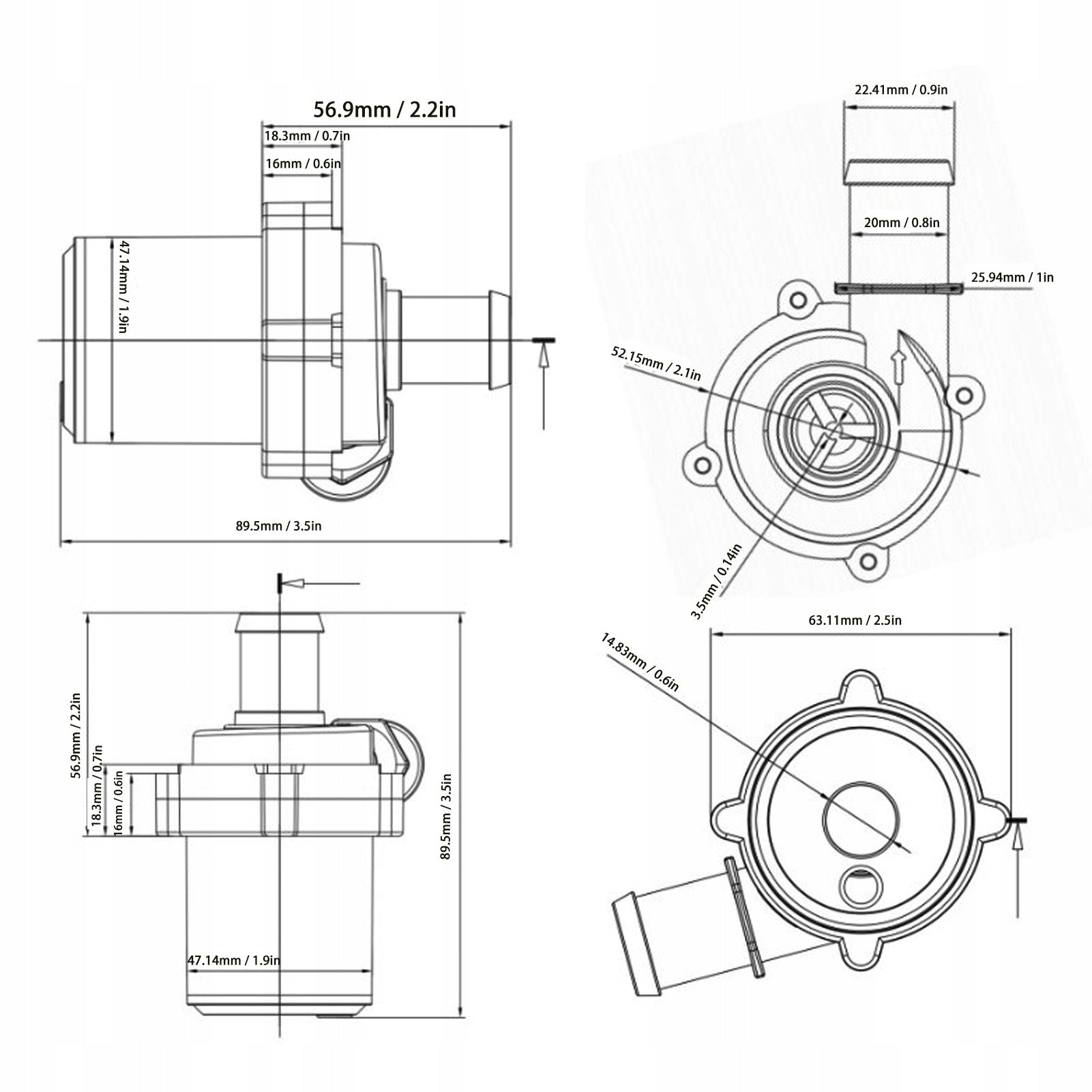 CIRCULATING WATER PUMP LIQUID AY4132 12V 32W Pump capacity l/h 1601 - 2500 l/h