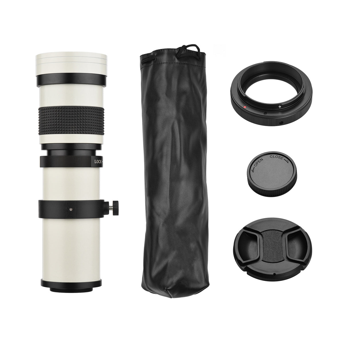 CL015 Camera Super Telephoto Lens + T-Mount Adapter Zestaw do Canon Biały