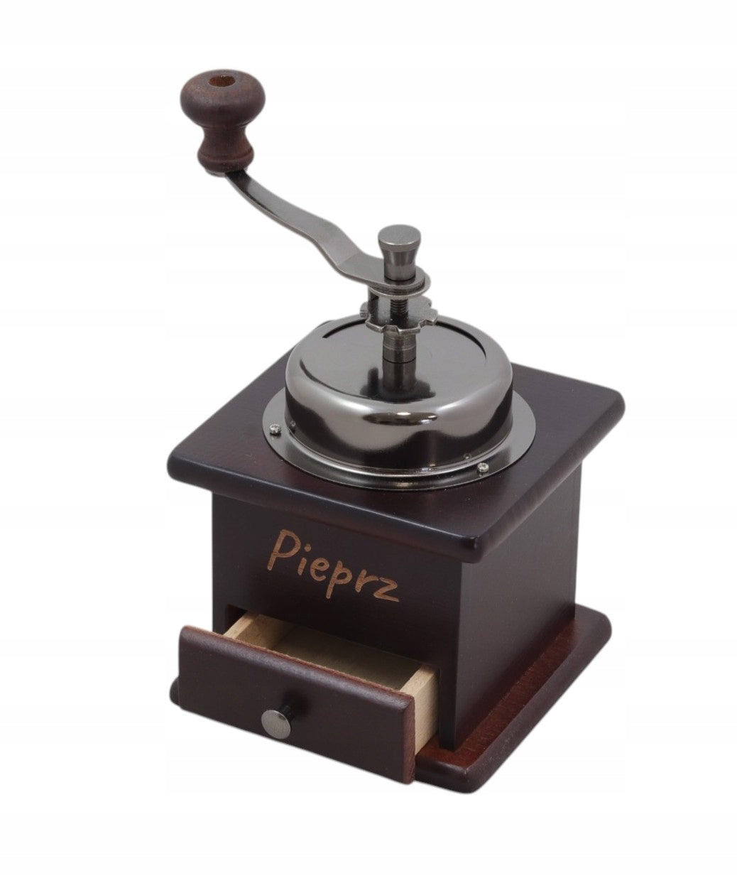 CLASSIC RETRO PEPPER HAND GRINDER WITH DRAWER ADJUSTABLE ENGRAVING Packaging status original