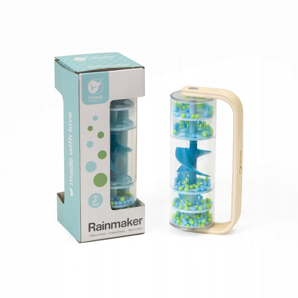 CLASSIC WORLD Wooden Rattle Rainer Tube with Balls Blue Brand Classic World