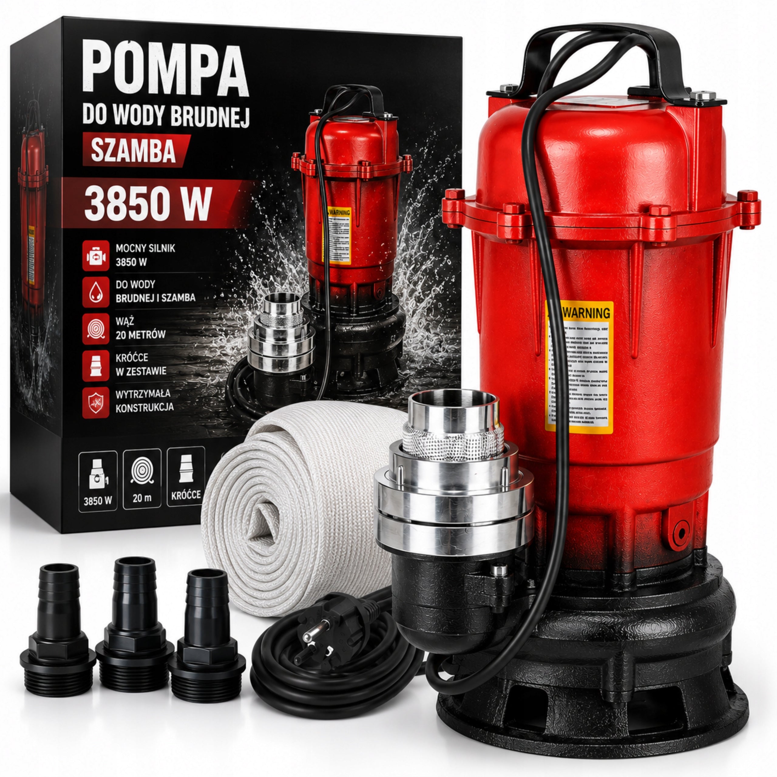 CLEAN DIRTY WATER PUMP SEPTIC TANK WITH SHREDDER + FIRE HOSE 20m