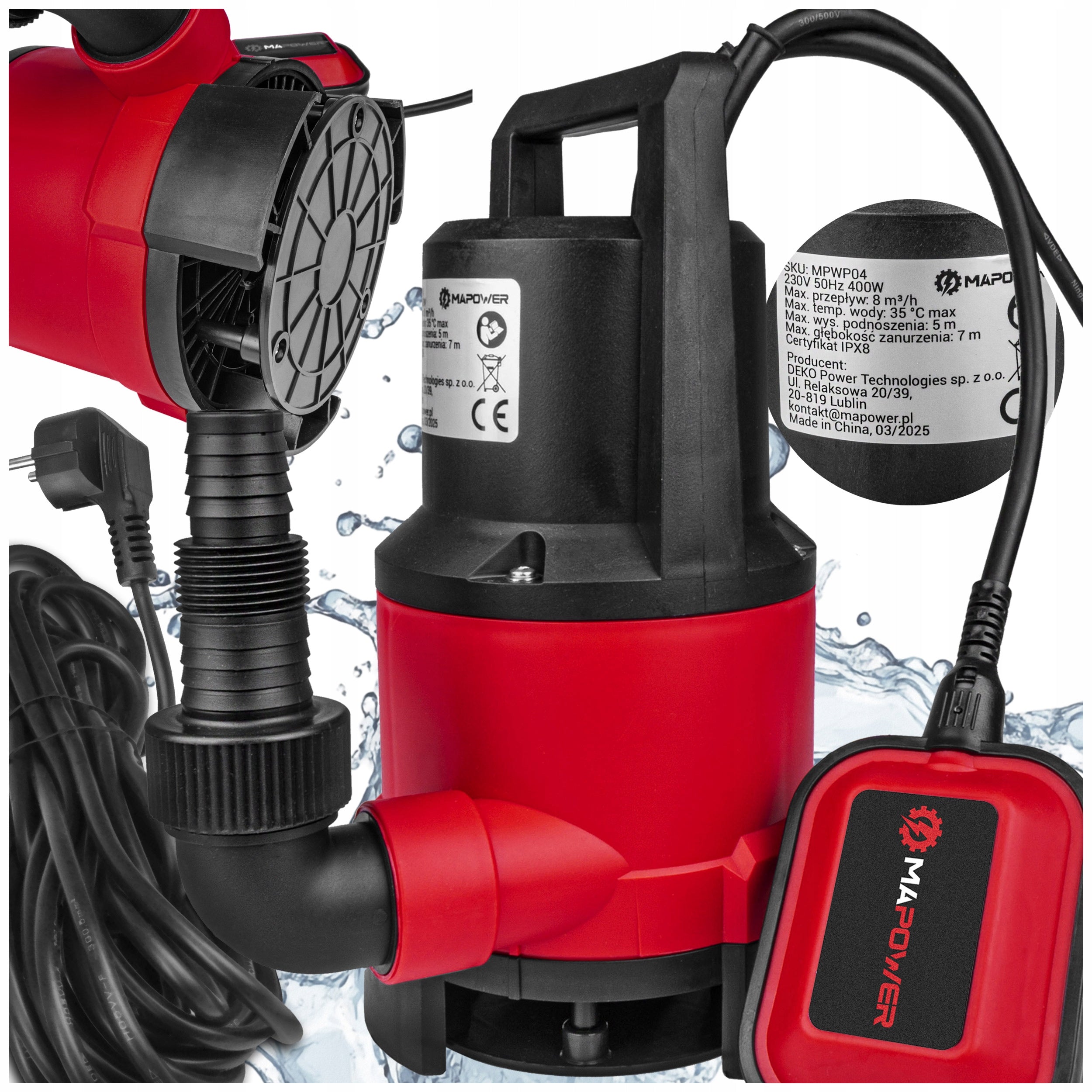 CLEAN WATER PUMP DIRTY POOL SUBMERSIBLE FLOAT 400W STRONG MAPOWER