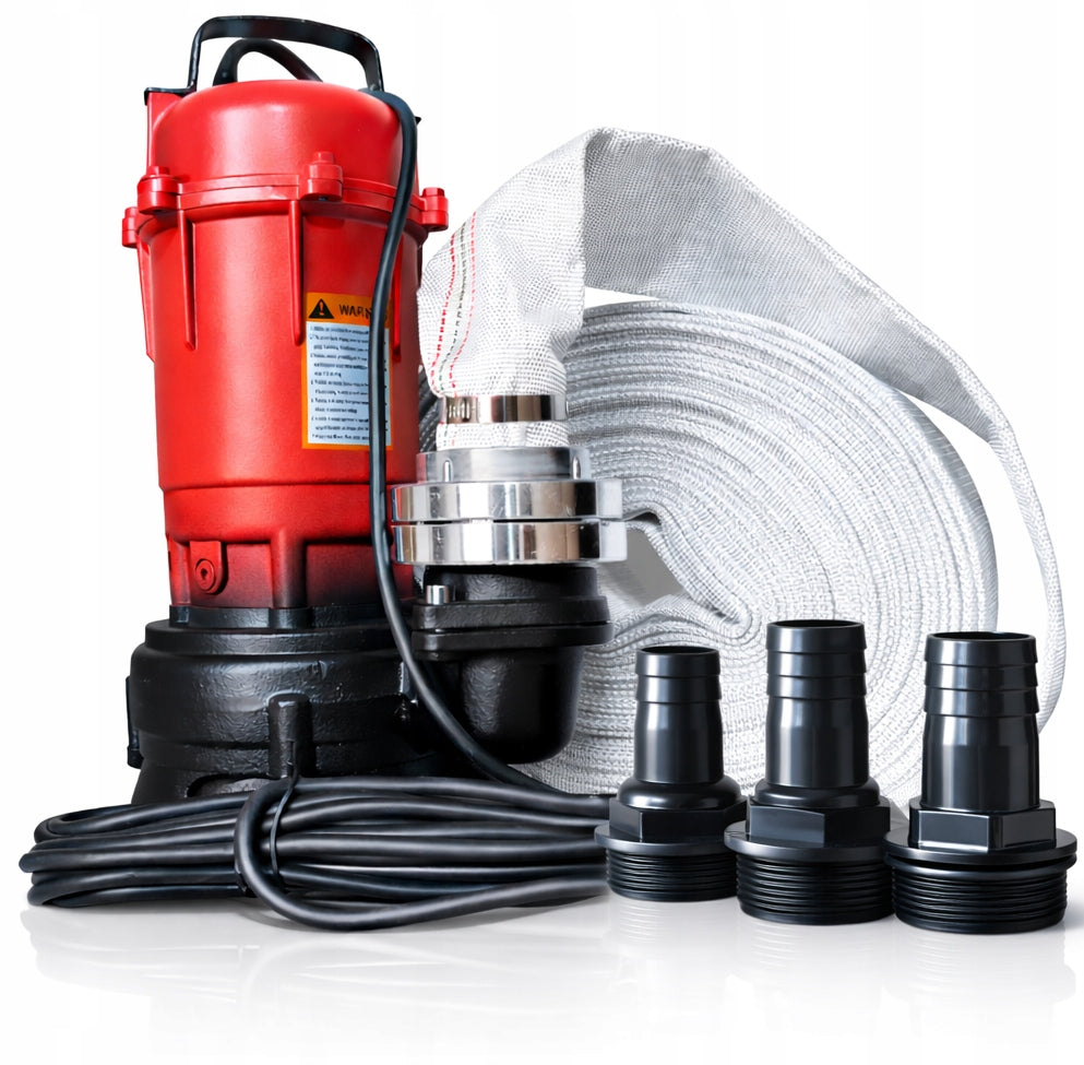 CLEAN WATER PUMP DIRTY SEPTIC TANK WITH SHREDDER + FIRE HOSE 30m