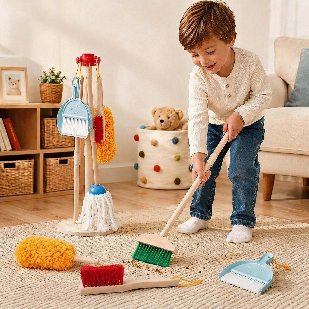 CLEANING KIT BRUSH SWEEP MOP 6EL TOYS MONTESSORI FOR CHILDREN Brand no brand