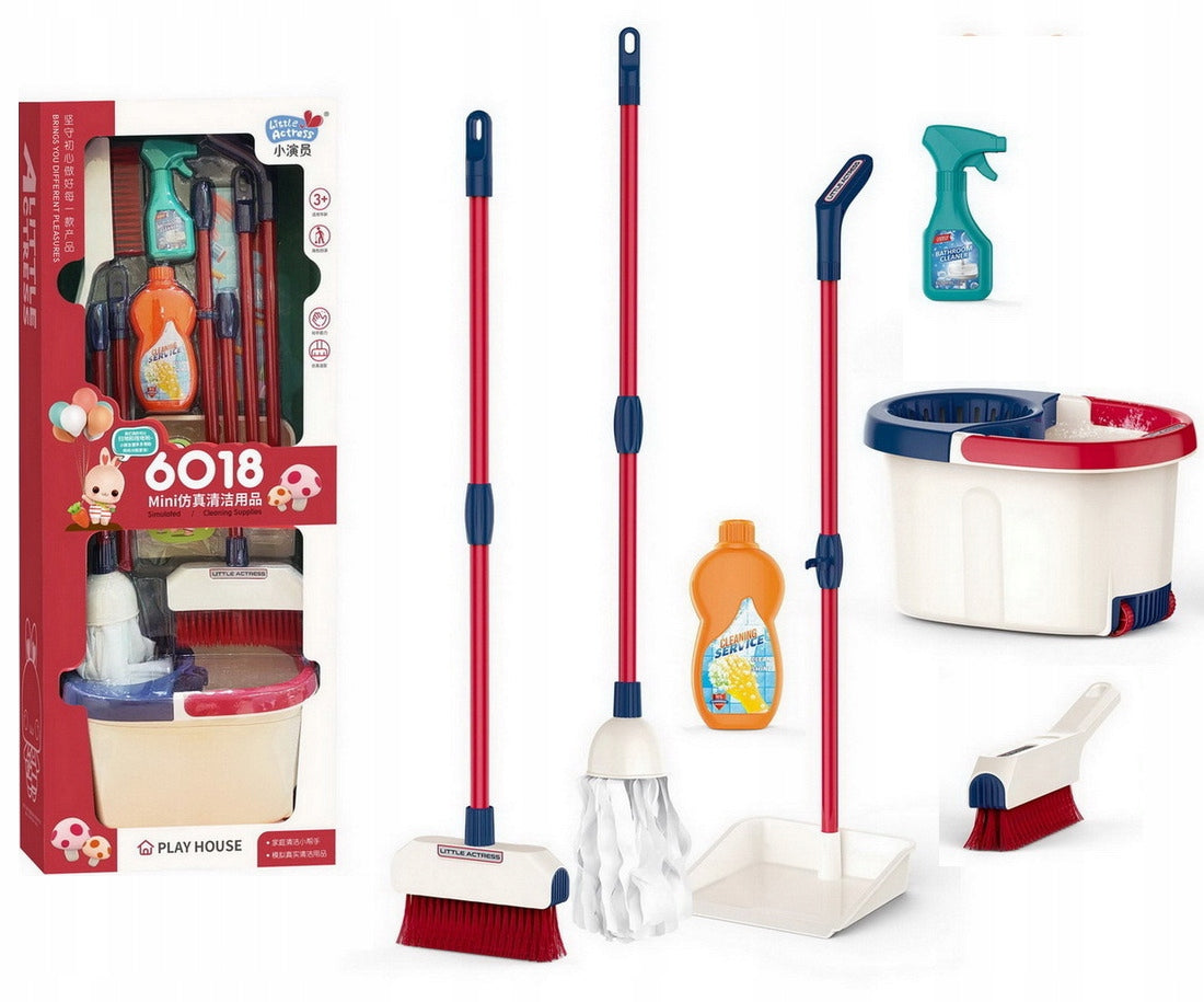 CLEANING KIT BUCKET MOP BRUSH SWEEPER